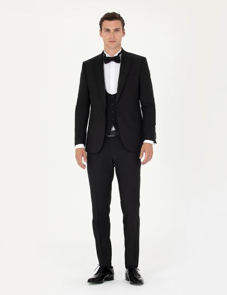 Siyah Ex. Slim Fit Yelekli Smokin - 50268905005