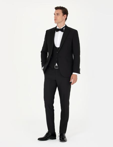 Siyah Ex. Slim Fit Yelekli Smokin - 50268905005