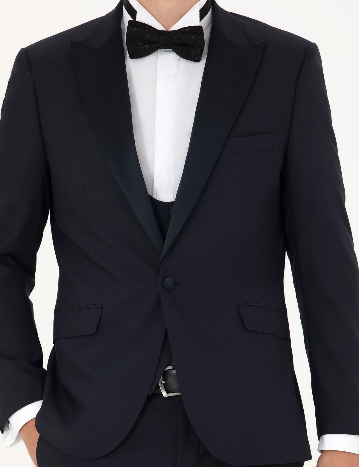 Lacivert Ex. Slim Fit Yelekli Smokin - 50268905044