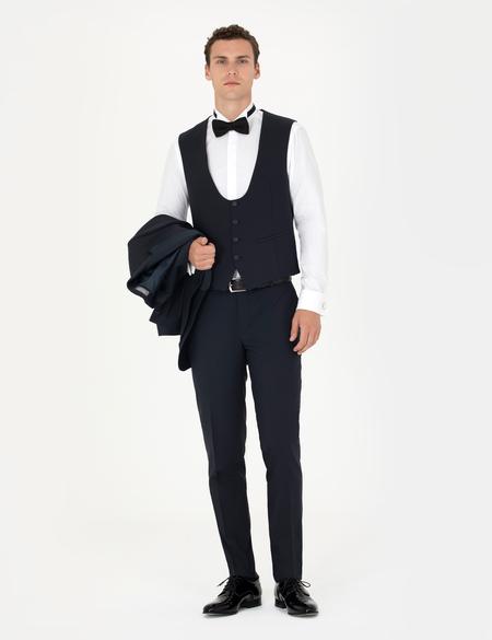 Lacivert Ex. Slim Fit Yelekli Smokin - 50268905044