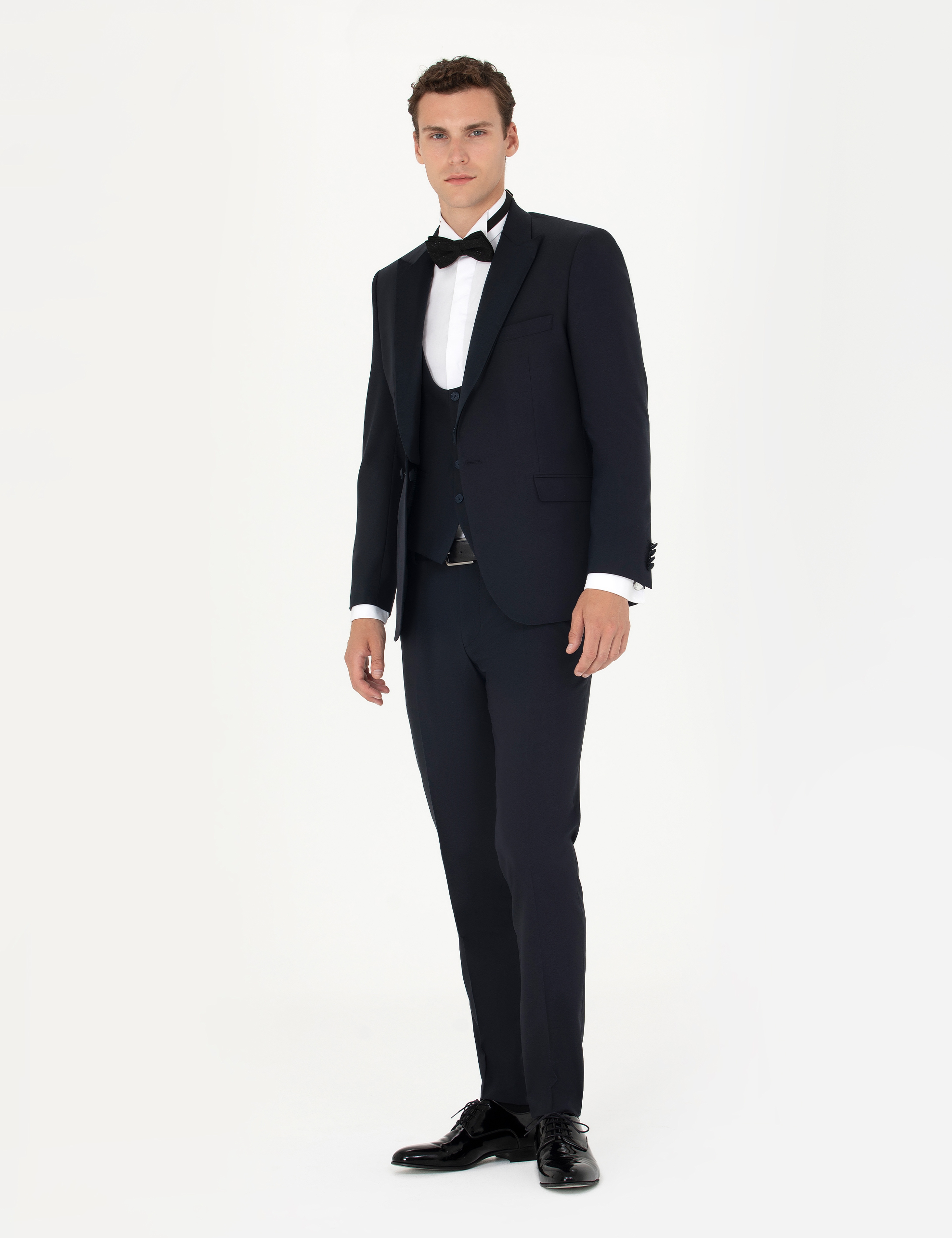 Lacivert Ex. Slim Fit Yelekli Smokin - Image 3
