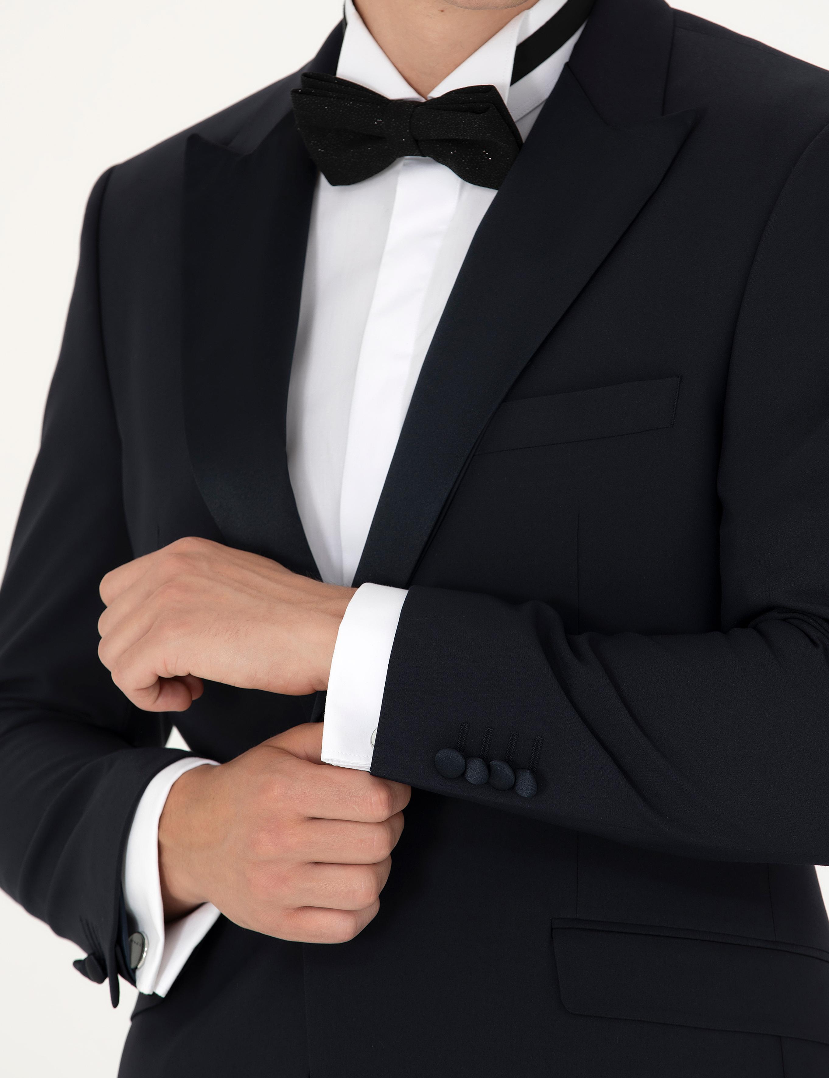 Lacivert Ex. Slim Fit Yelekli Smokin