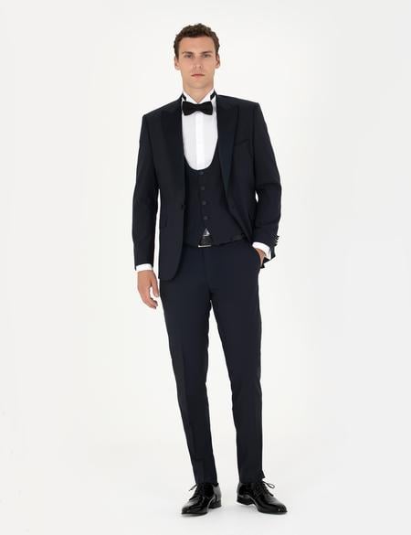 Lacivert Ex. Slim Fit Yelekli Smokin - 50268905044