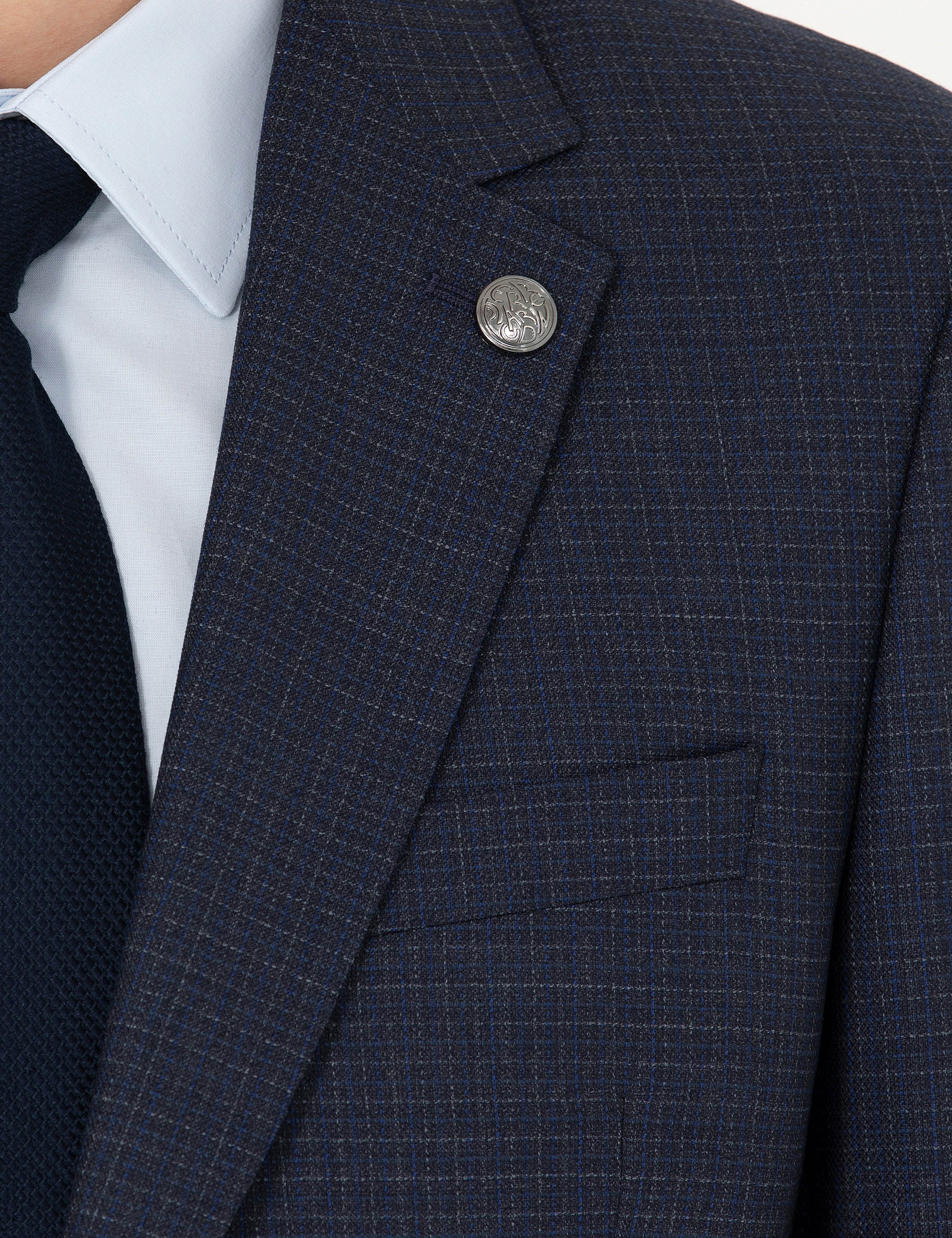 Lacivert Slim Fit Yün Takım Elbise - Image 7