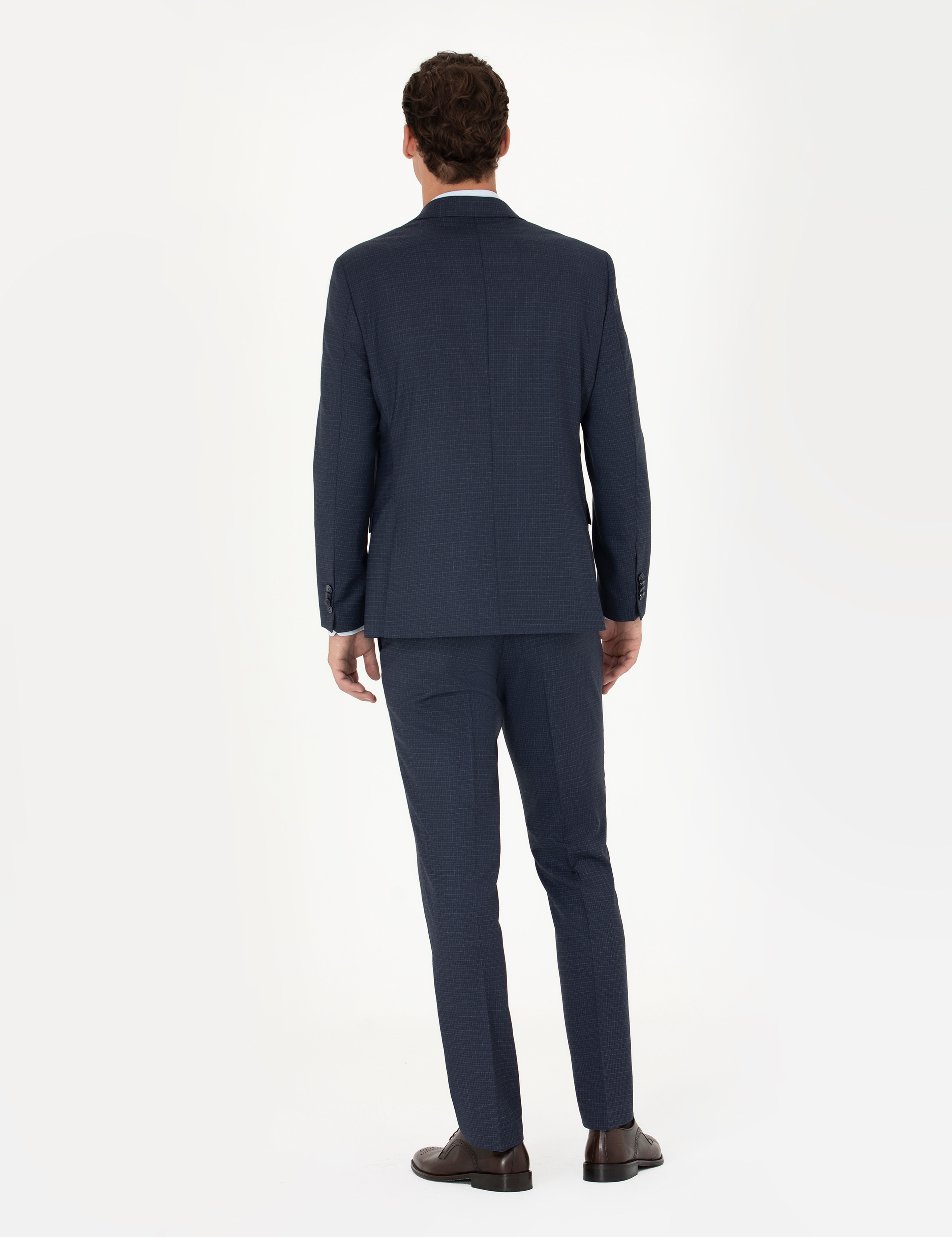 Lacivert Slim Fit Yün Takım Elbise - Image 5