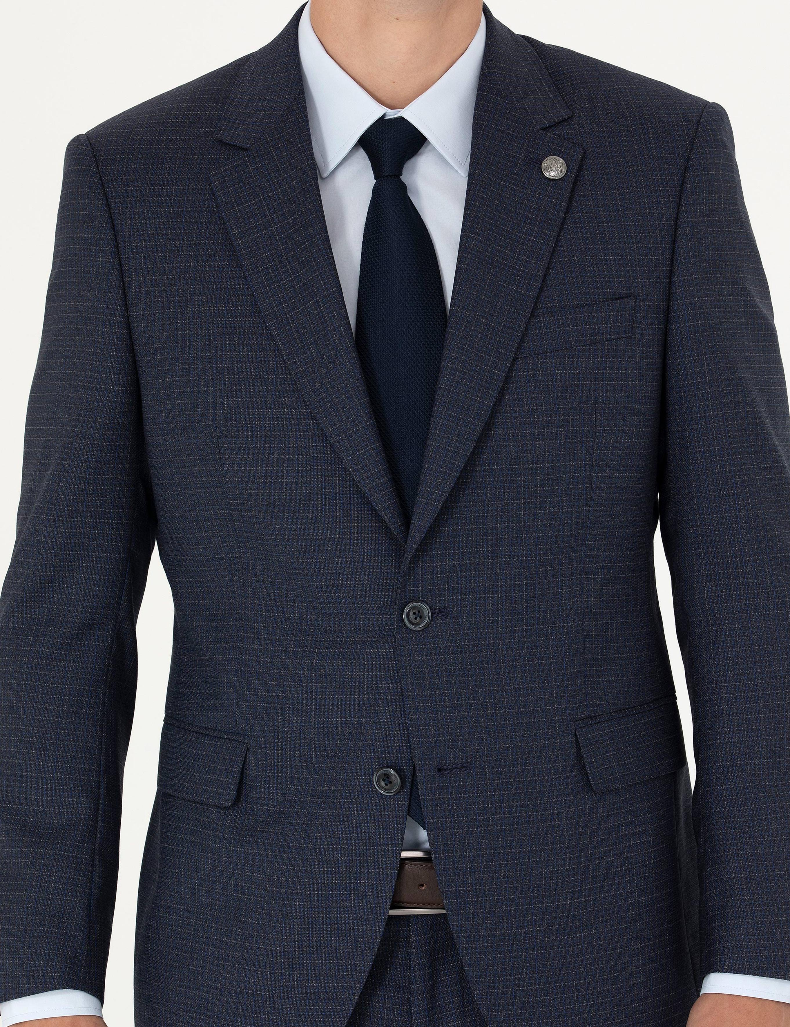 Lacivert Slim Fit Yün Takım Elbise