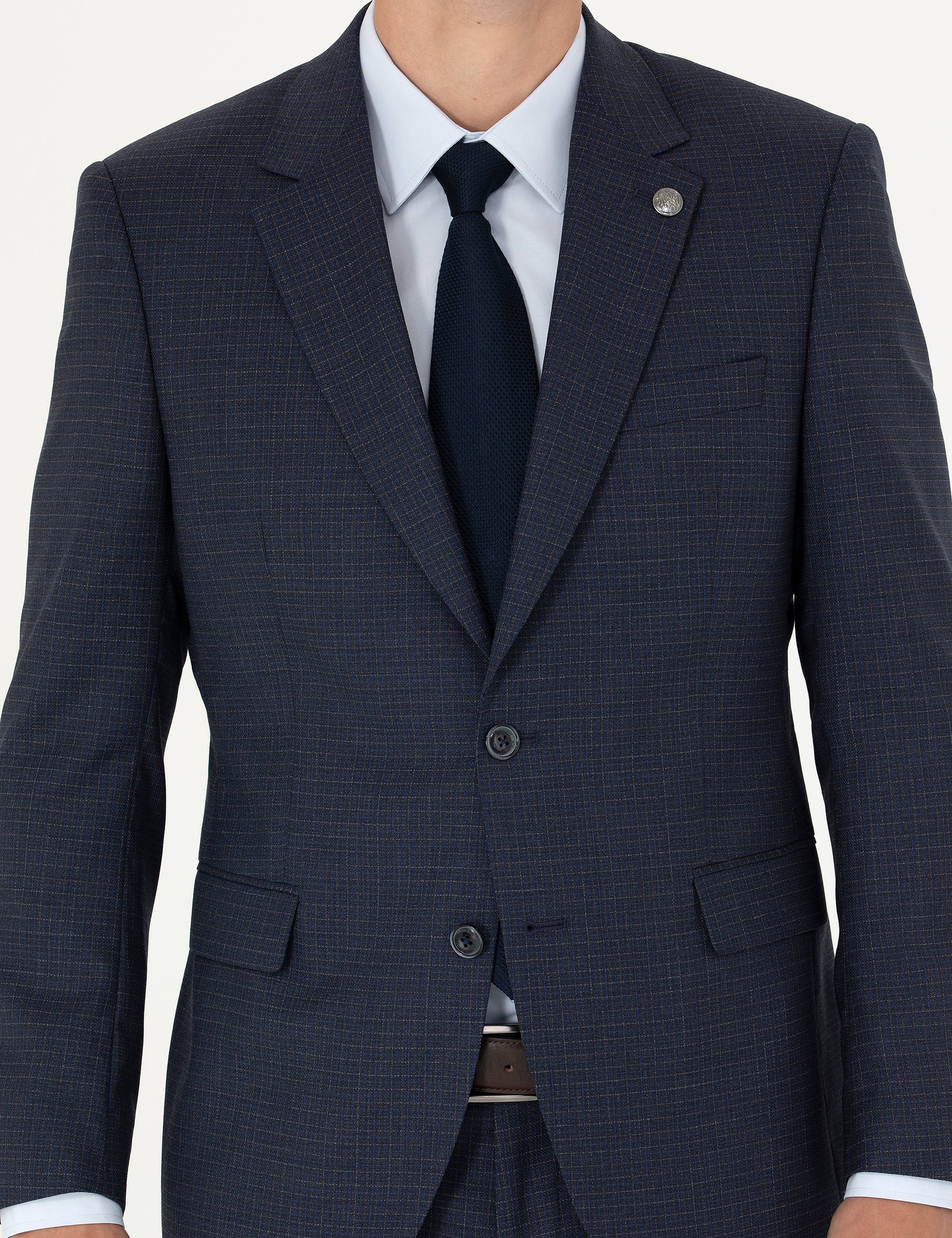 Lacivert Slim Fit Yün Takım Elbise
