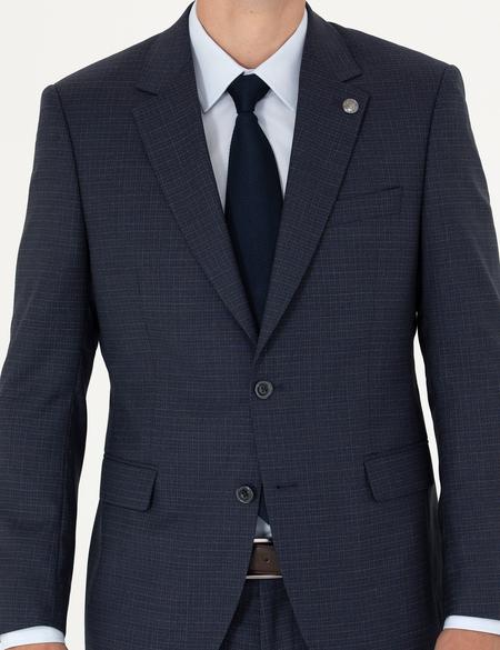 Lacivert Slim Fit Yün Takım Elbise - 50272770026