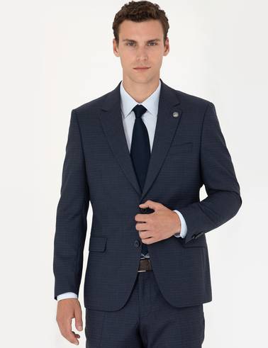 Lacivert Slim Fit Yün Takım Elbise
