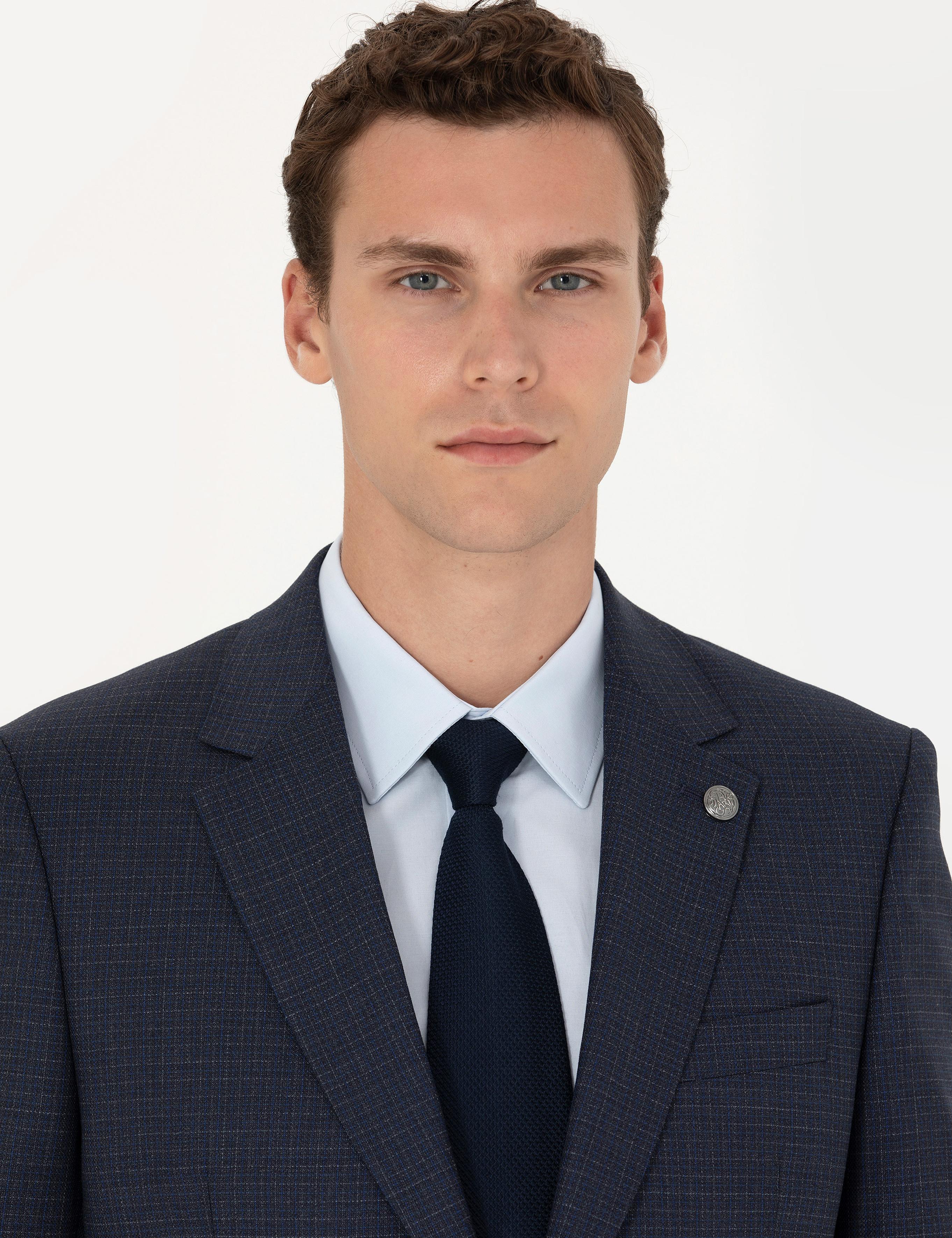 Lacivert Slim Fit Yün Takım Elbise