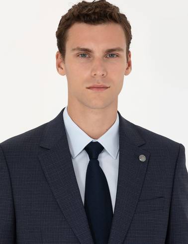 Lacivert Slim Fit Yün Takım Elbise
