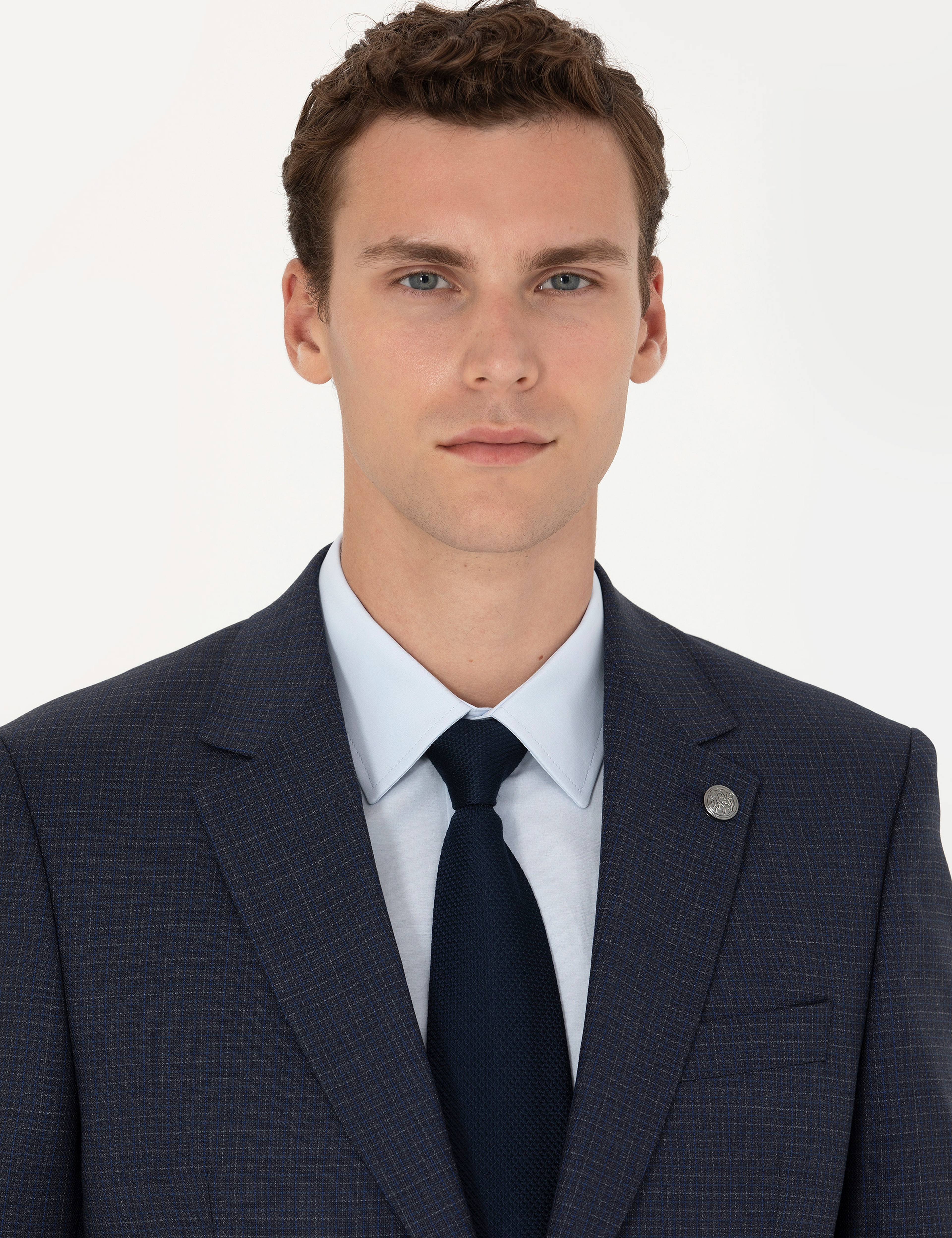 Lacivert Slim Fit Yün Takım Elbise - Image 2