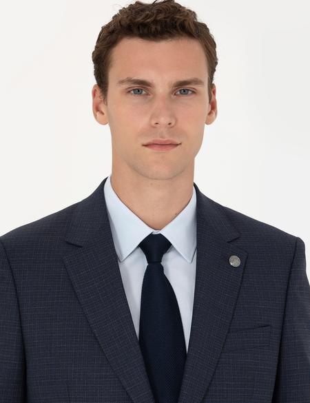 Lacivert Slim Fit Yün Takım Elbise - 50272770026