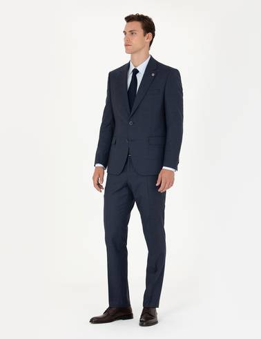 Lacivert Slim Fit Yün Takım Elbise
