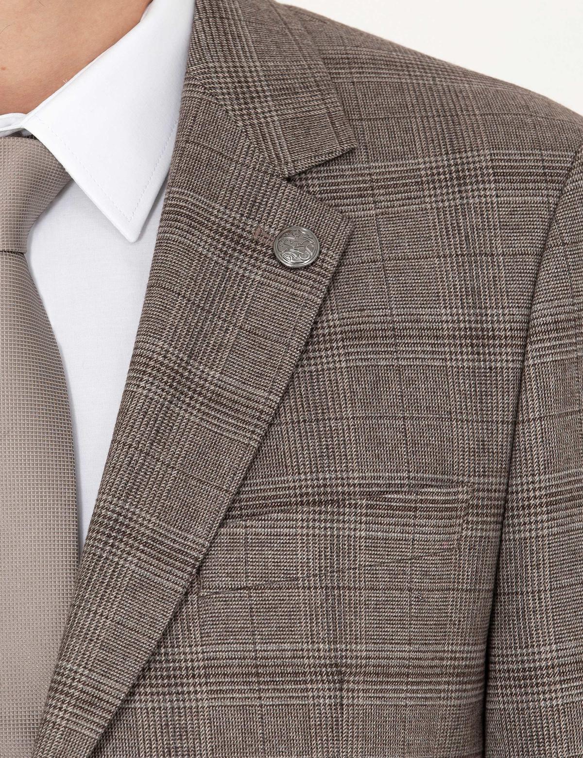 Açık Kahverengi Slim Fit Ekose Takım Elbise - 50279140050