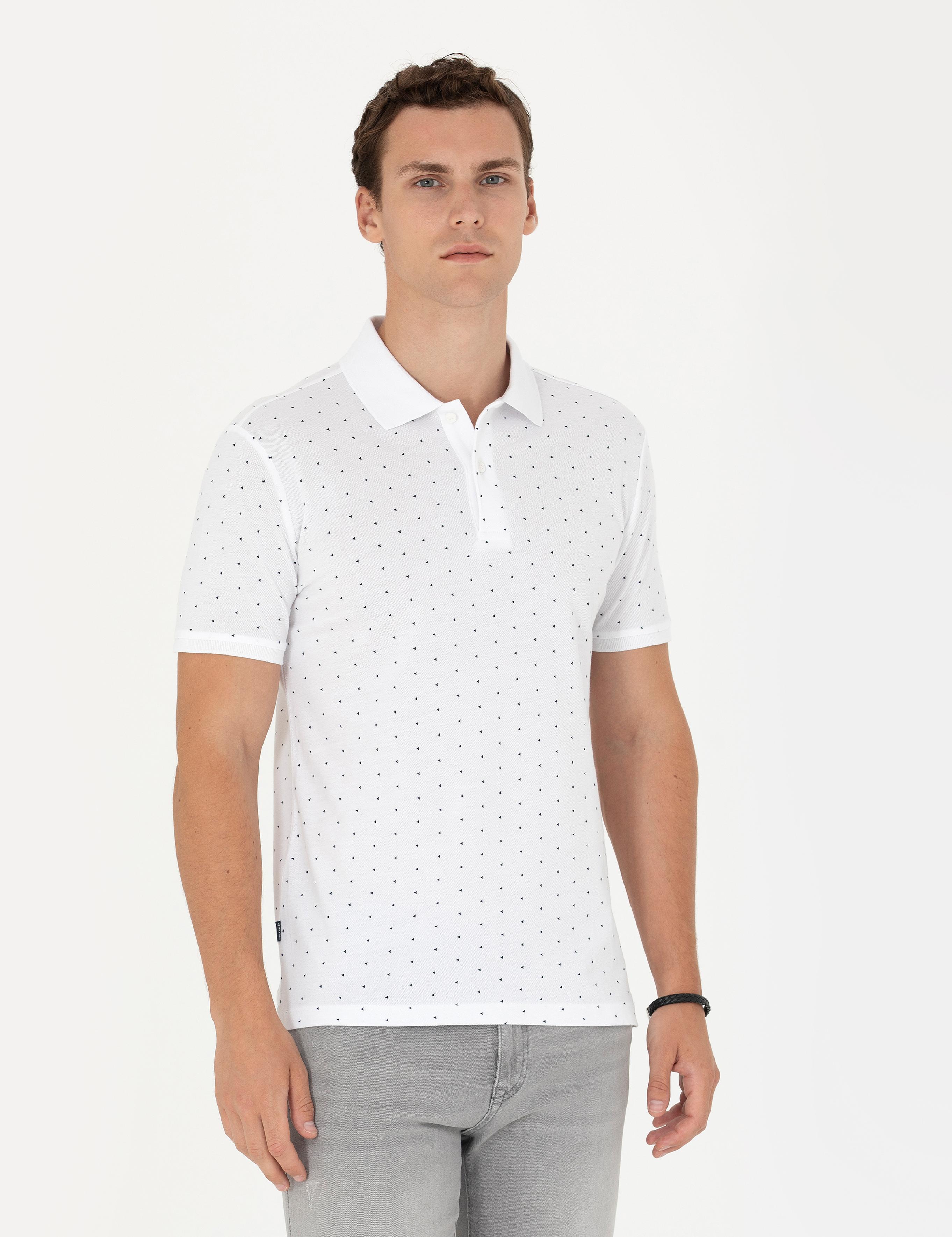Beyaz Slim Fit Polo Yaka Tişört