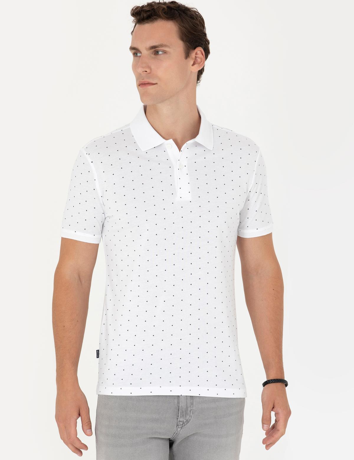 Beyaz Slim Fit Polo Yaka Tişört