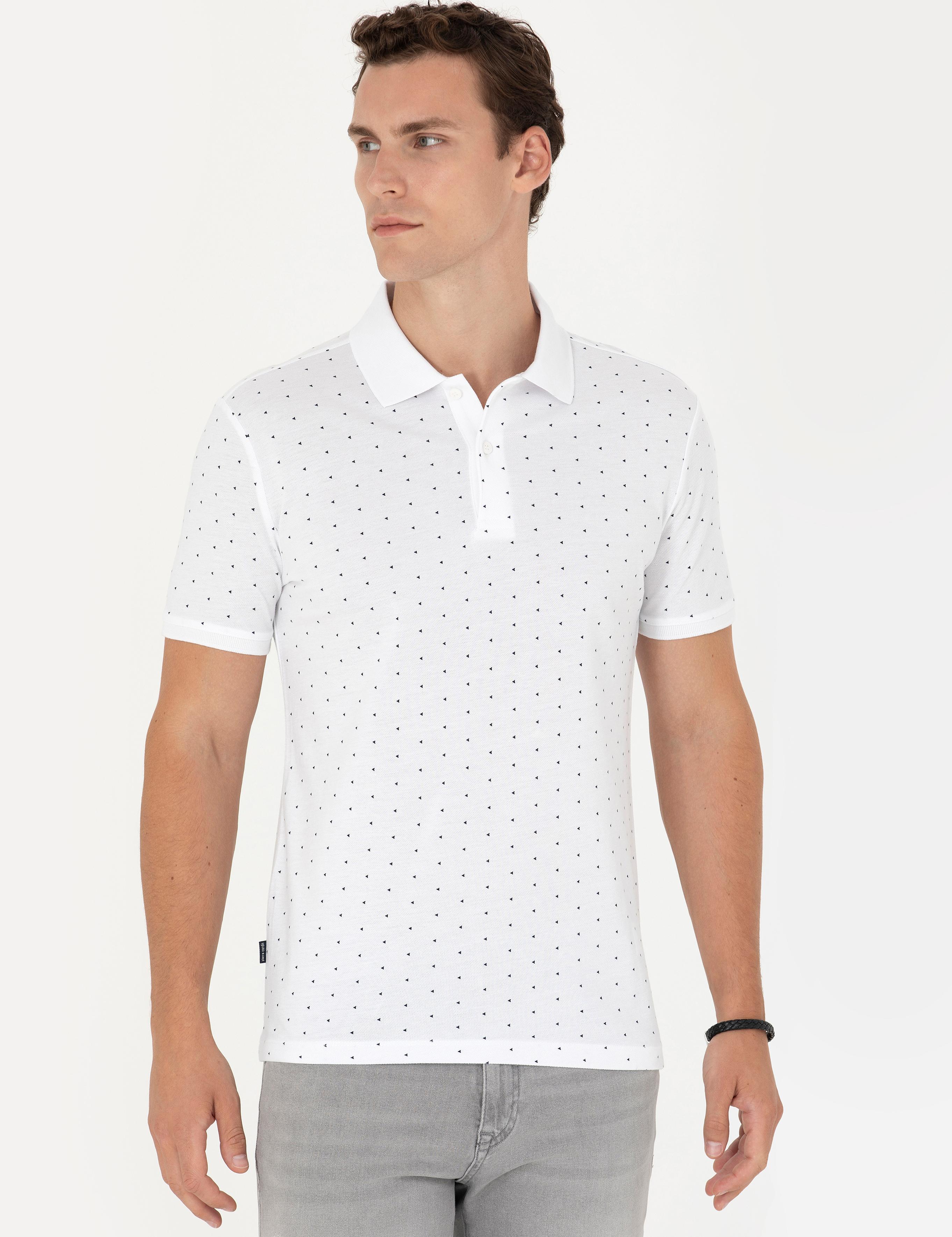 Beyaz Slim Fit Polo Yaka Tişört