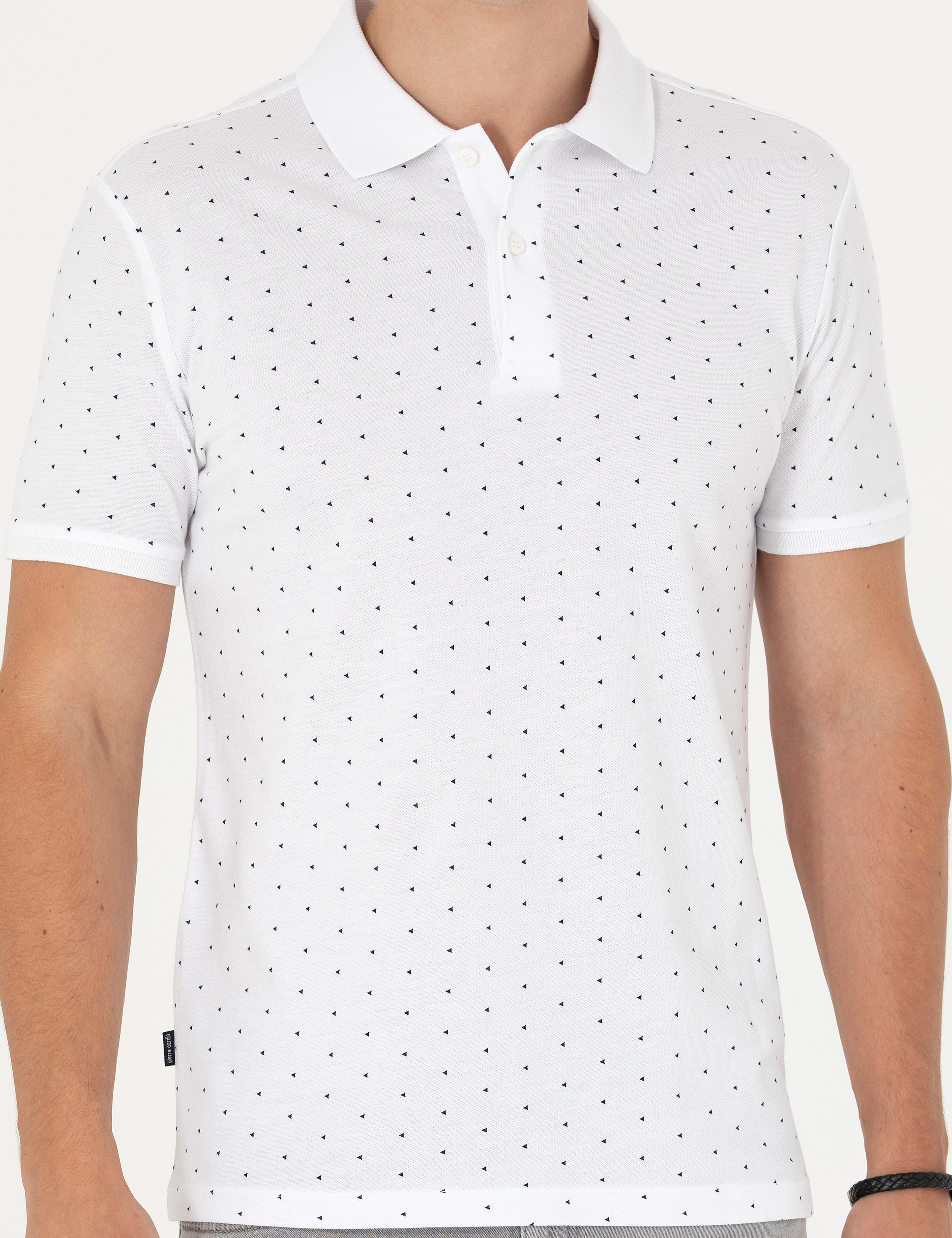Beyaz Slim Fit Polo Yaka Tişört