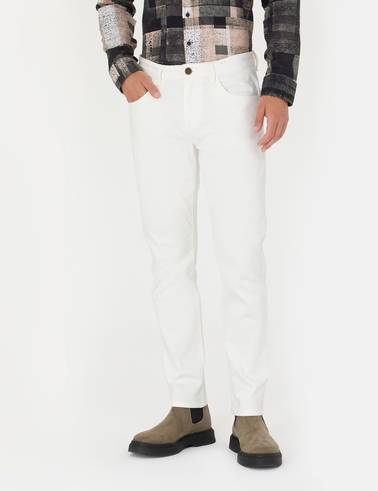 Ekru Slim Fit Jean Pantolon