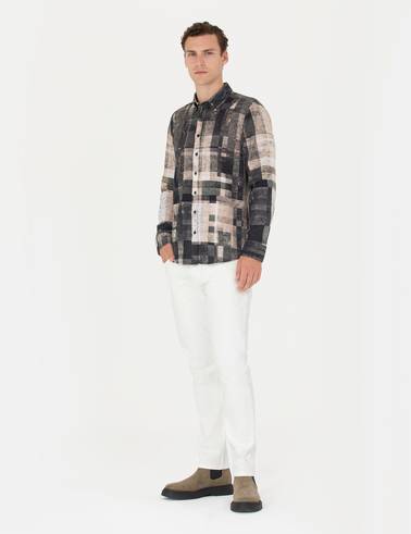 Ekru Slim Fit Jean Pantolon