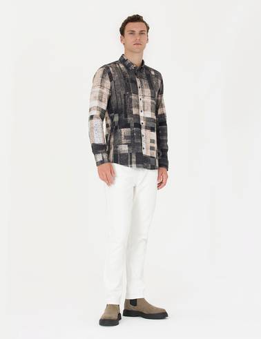 Ekru Slim Fit Jean Pantolon