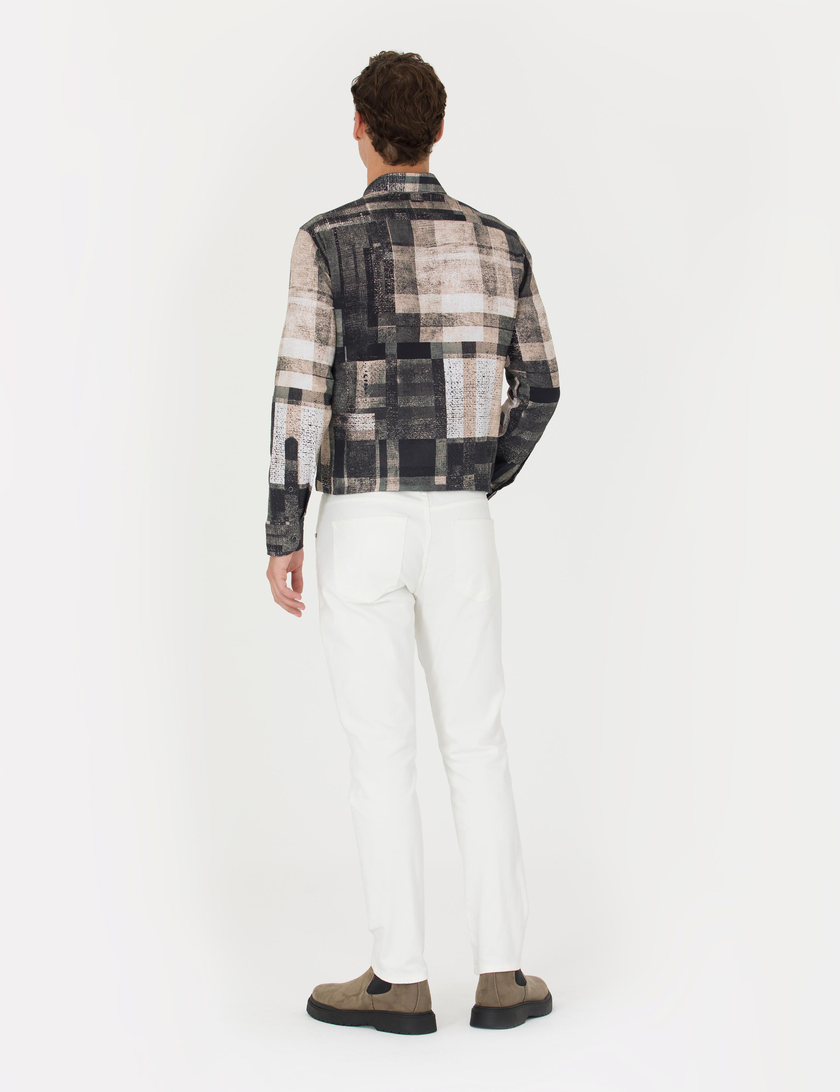 Ekru Slim Fit Jean Pantolon