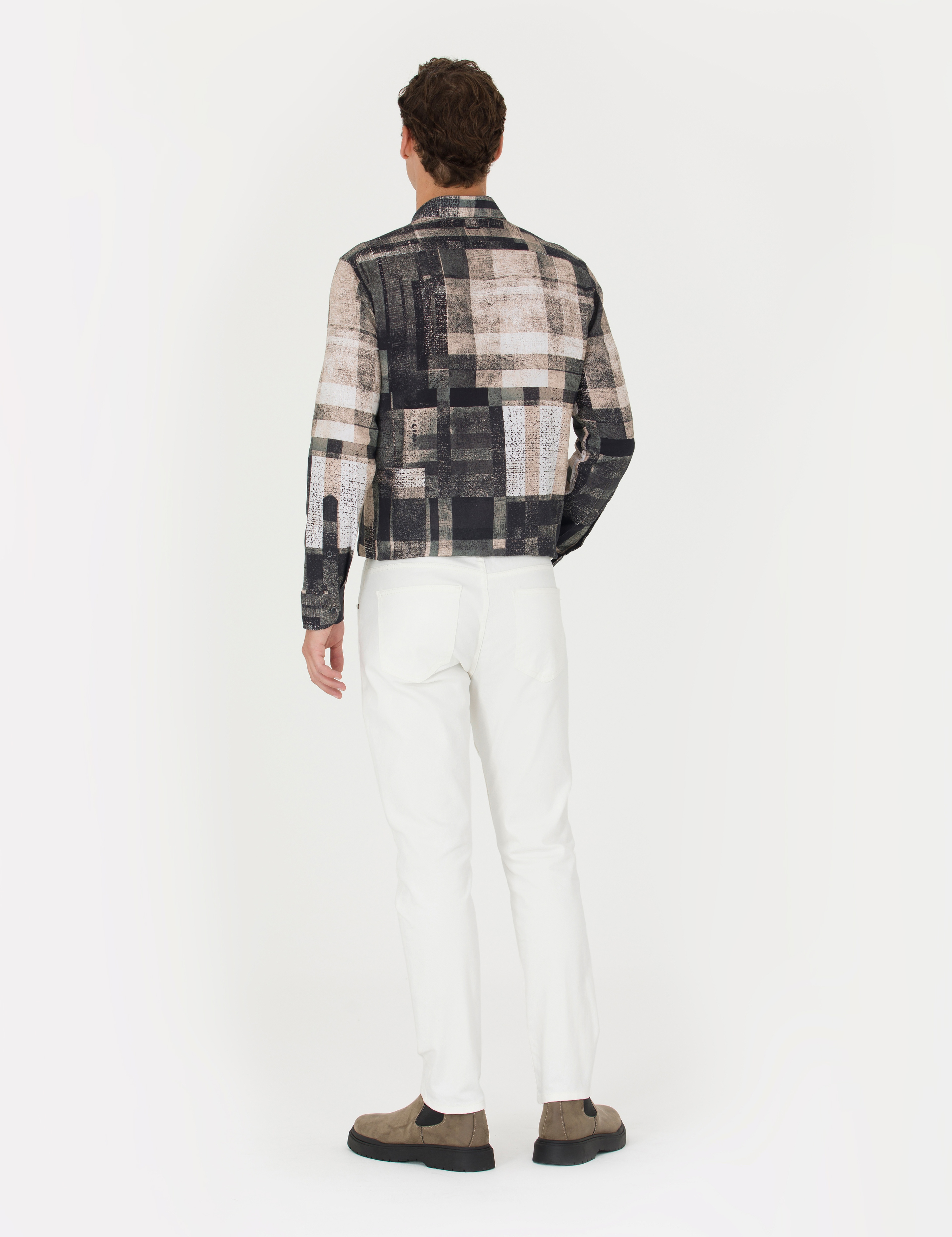 Ekru Slim Fit Jean Pantolon - Image 4