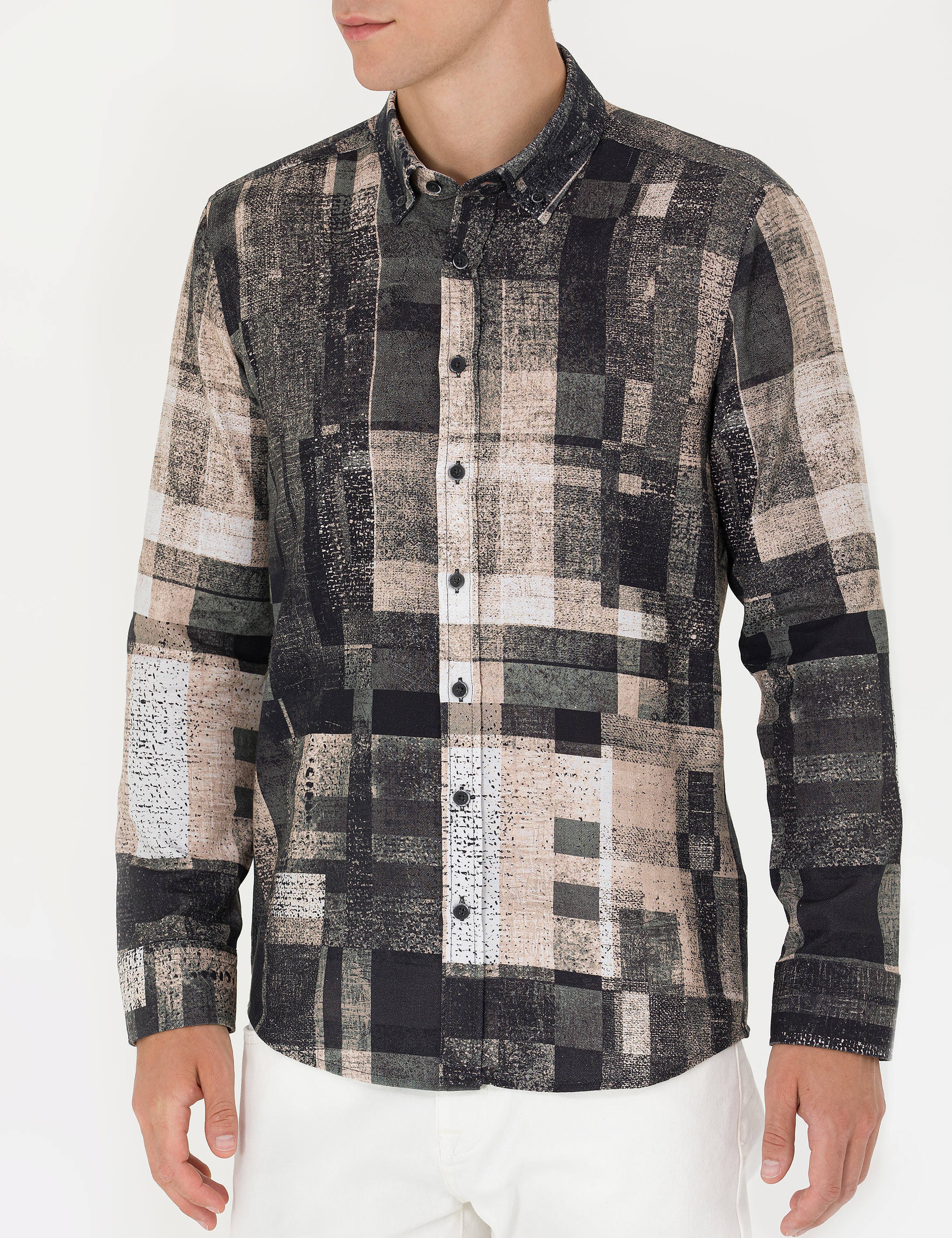 Siyah Slim Fit Uzun Kollu Gömlek - Image 6