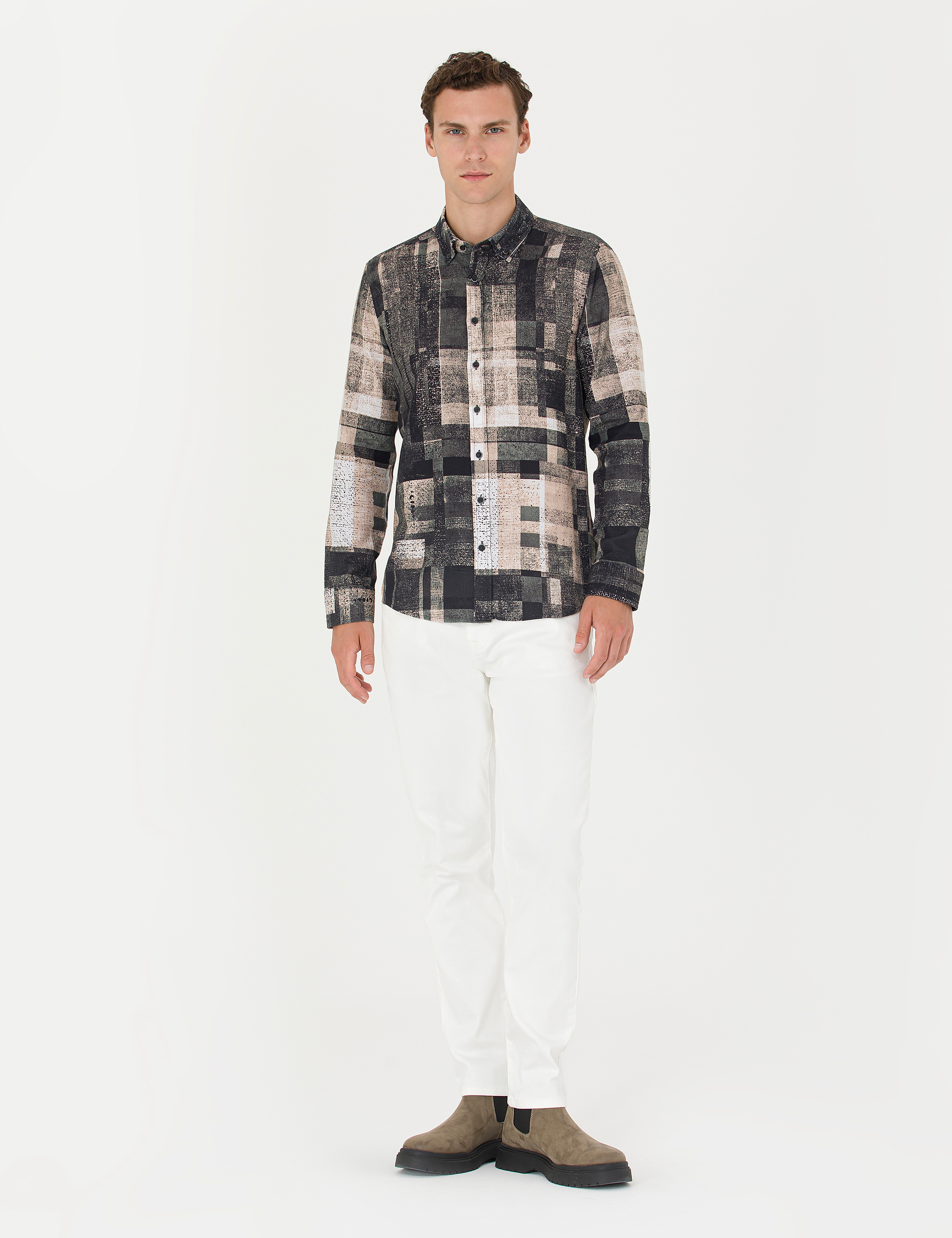 Siyah Slim Fit Uzun Kollu Gömlek - Image 4
