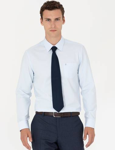 Açık Mavi Regular Fit Uzun Kollu Basic Gömlek