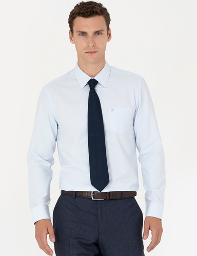 Açık Mavi Regular Fit Uzun Kollu Basic Gömlek