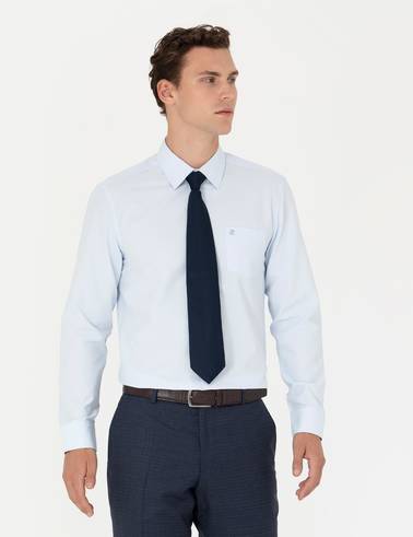 Açık Mavi Regular Fit Uzun Kollu Basic Gömlek