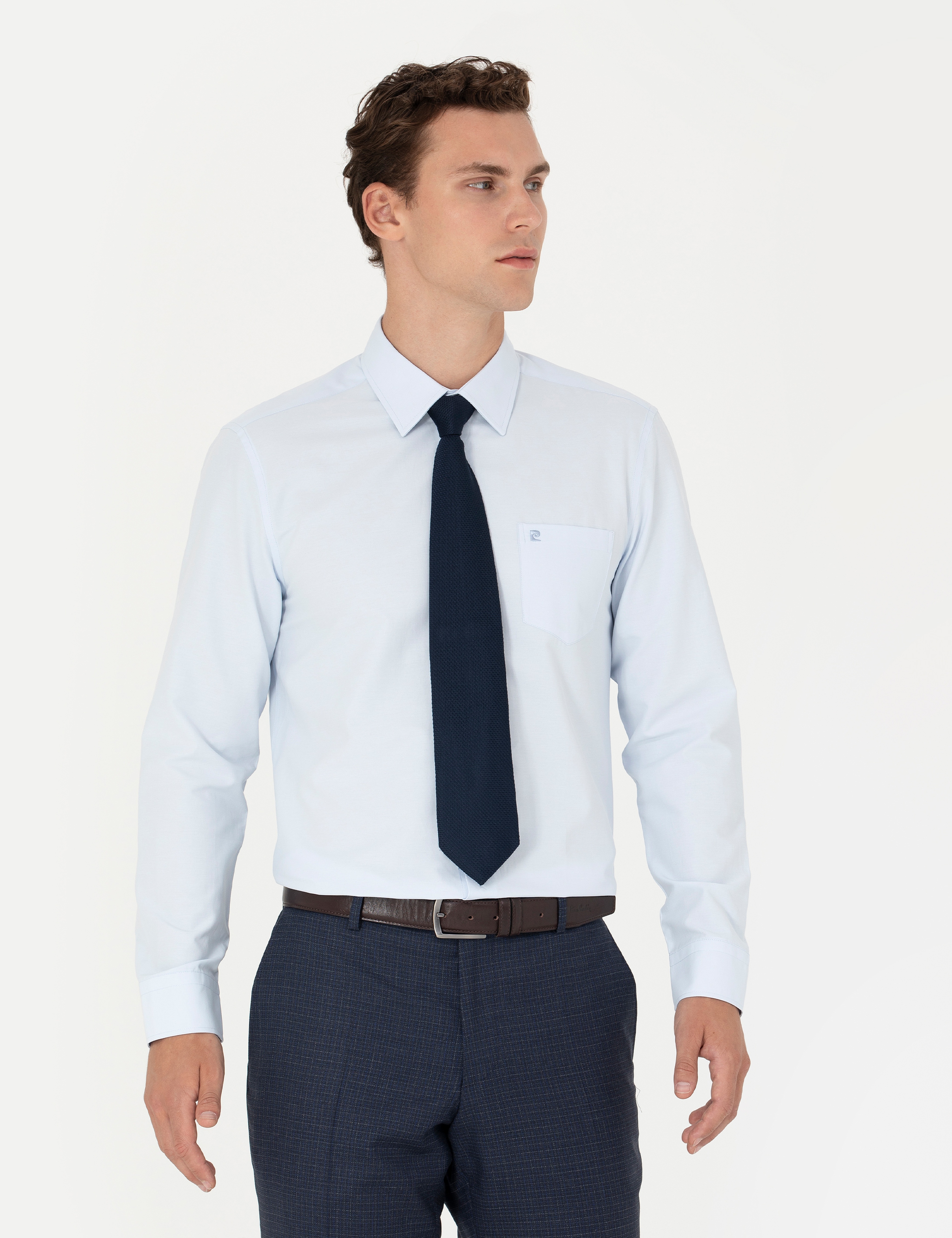 Açık Mavi Regular Fit Uzun Kollu Basic Gömlek - Image 3