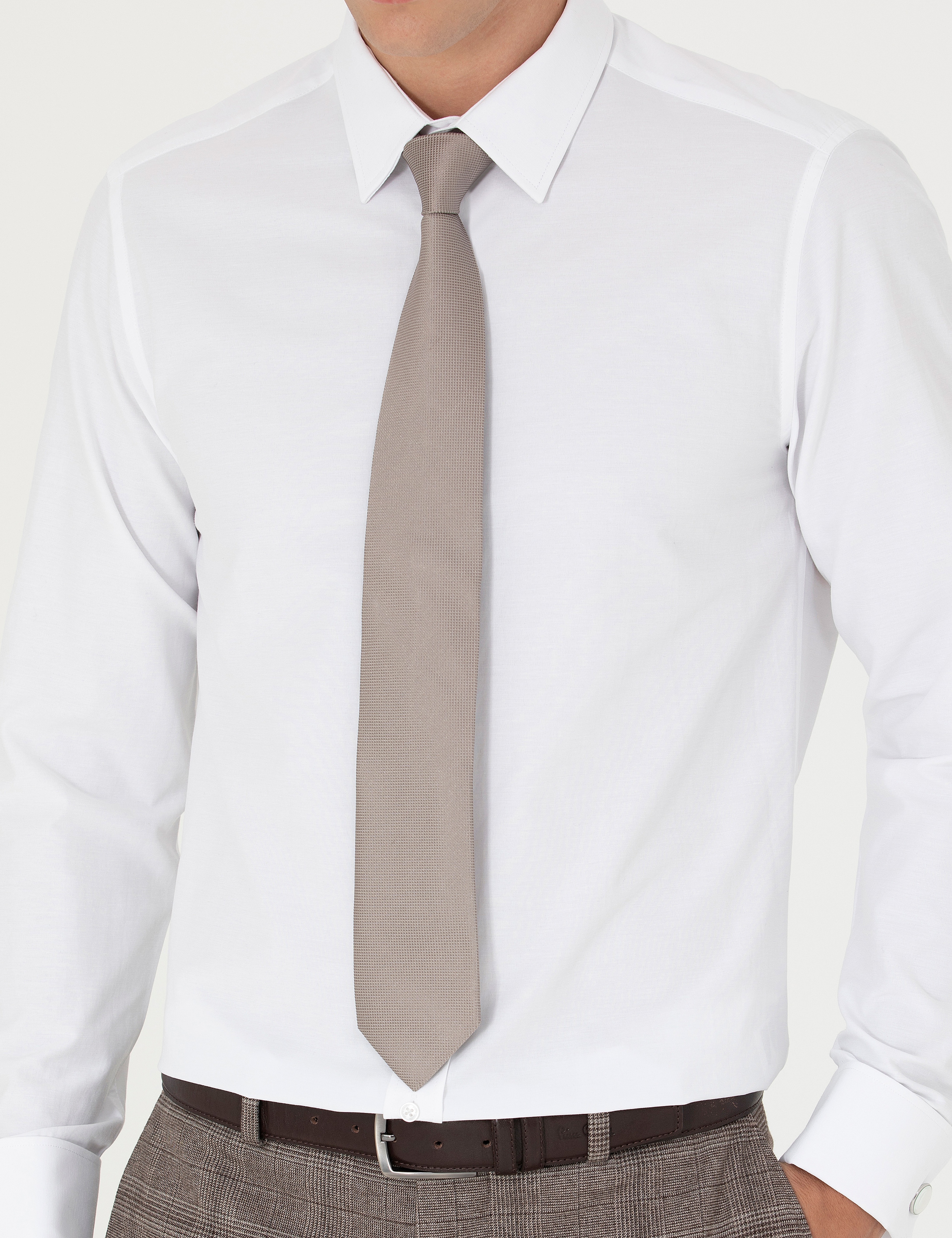 Beyaz Slim Fit Uzun Kollu Basic Gömlek - Image 6