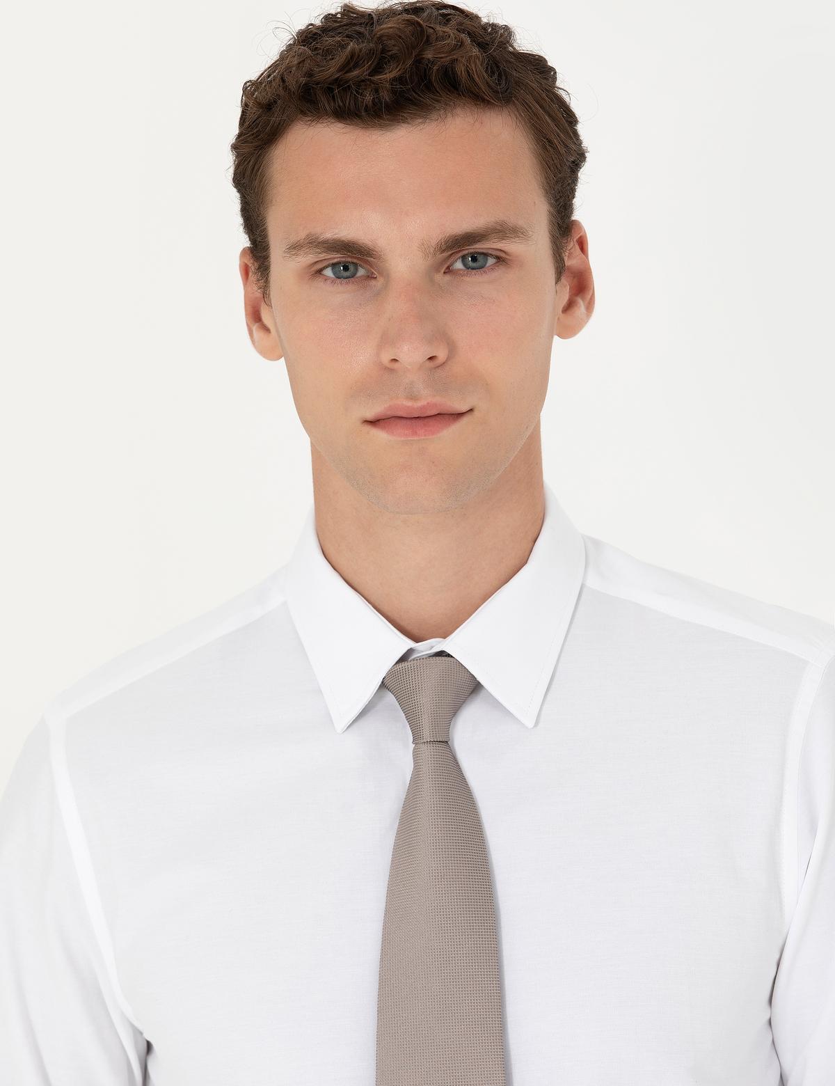 Beyaz Slim Fit Uzun Kollu Basic Gömlek - 50277780006