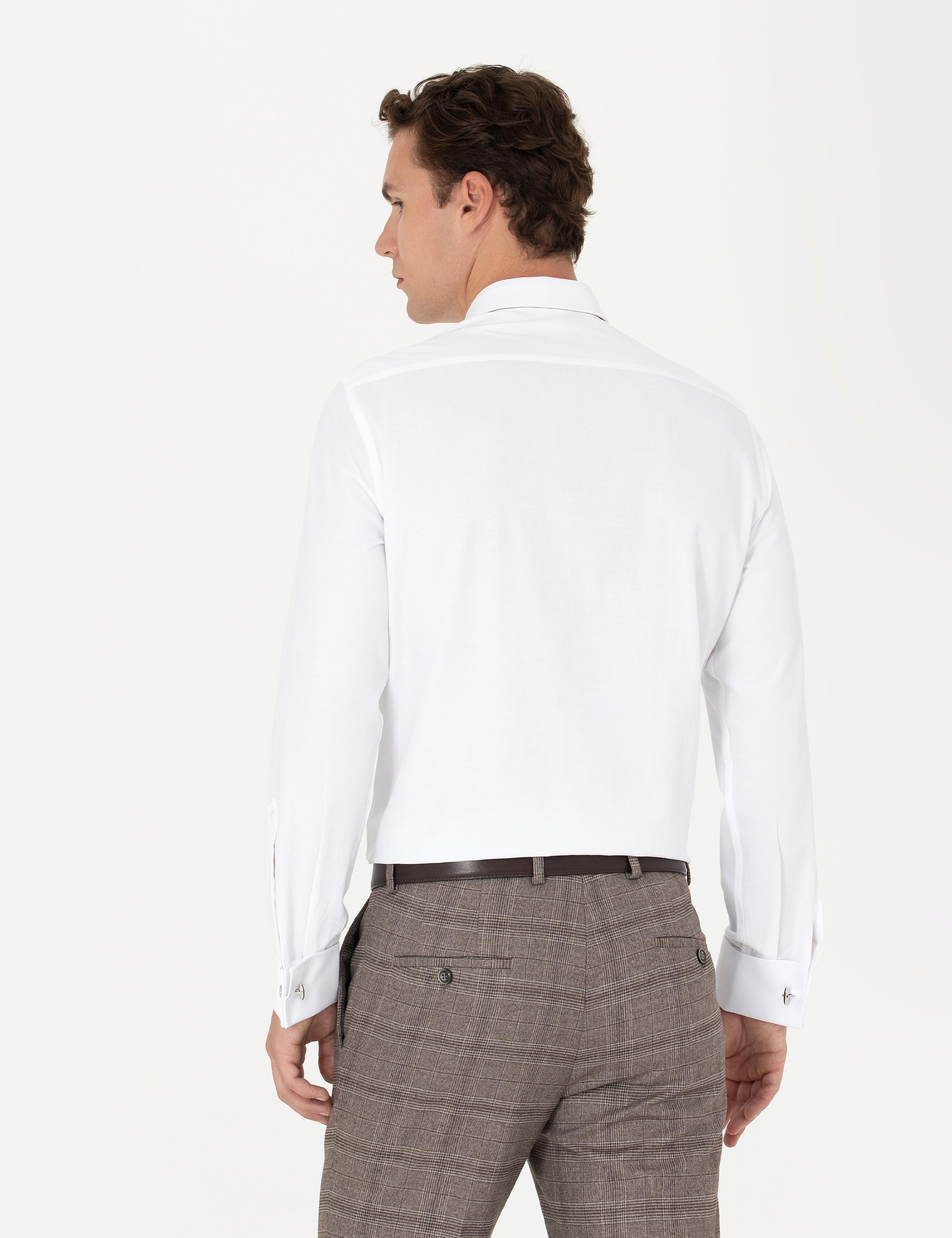 Beyaz Slim Fit Uzun Kollu Basic Gömlek