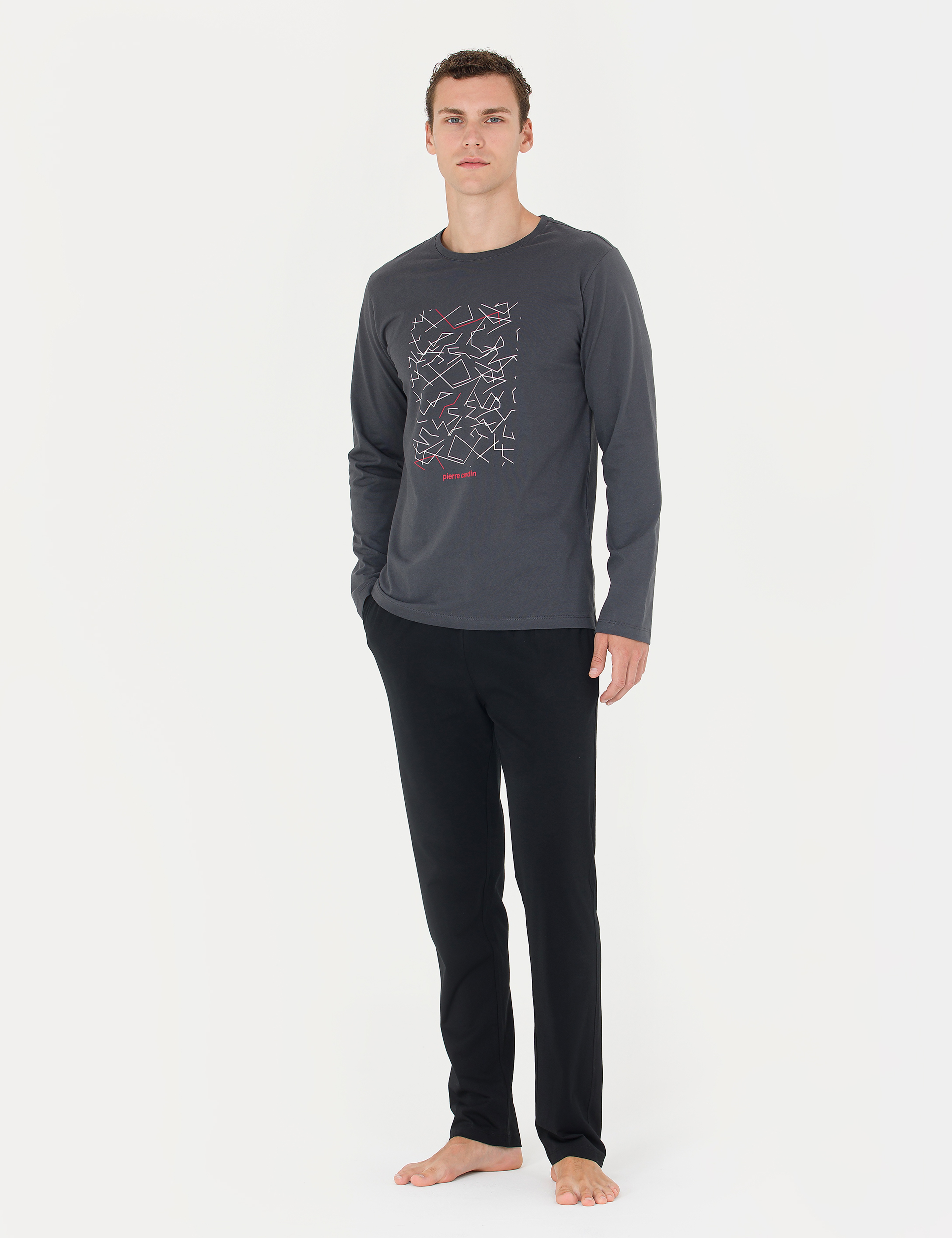 Gri Uzunkol Pijama Takımı - Image 3