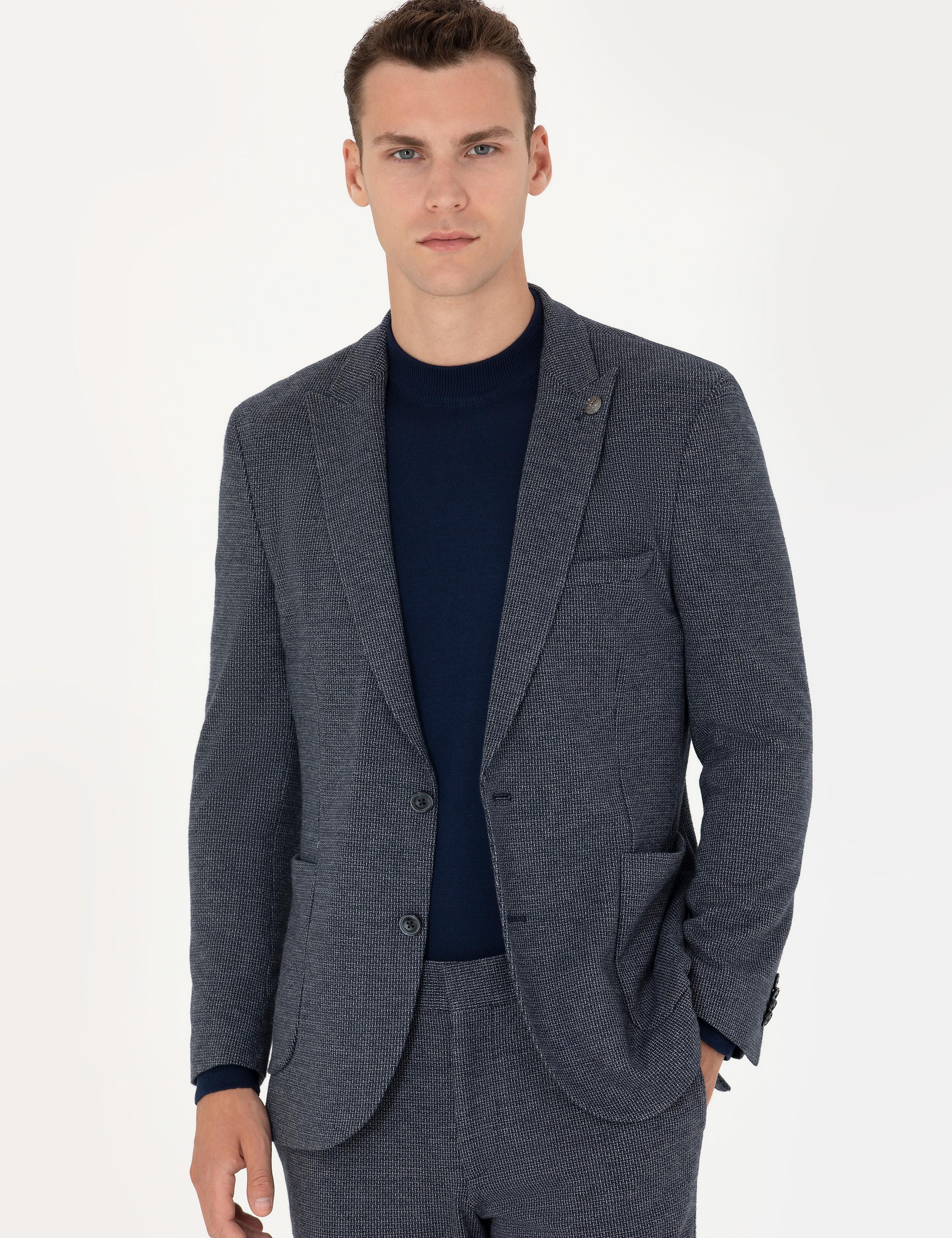 Lacivert Ekstra Slim Fit Spor Takım Elbise