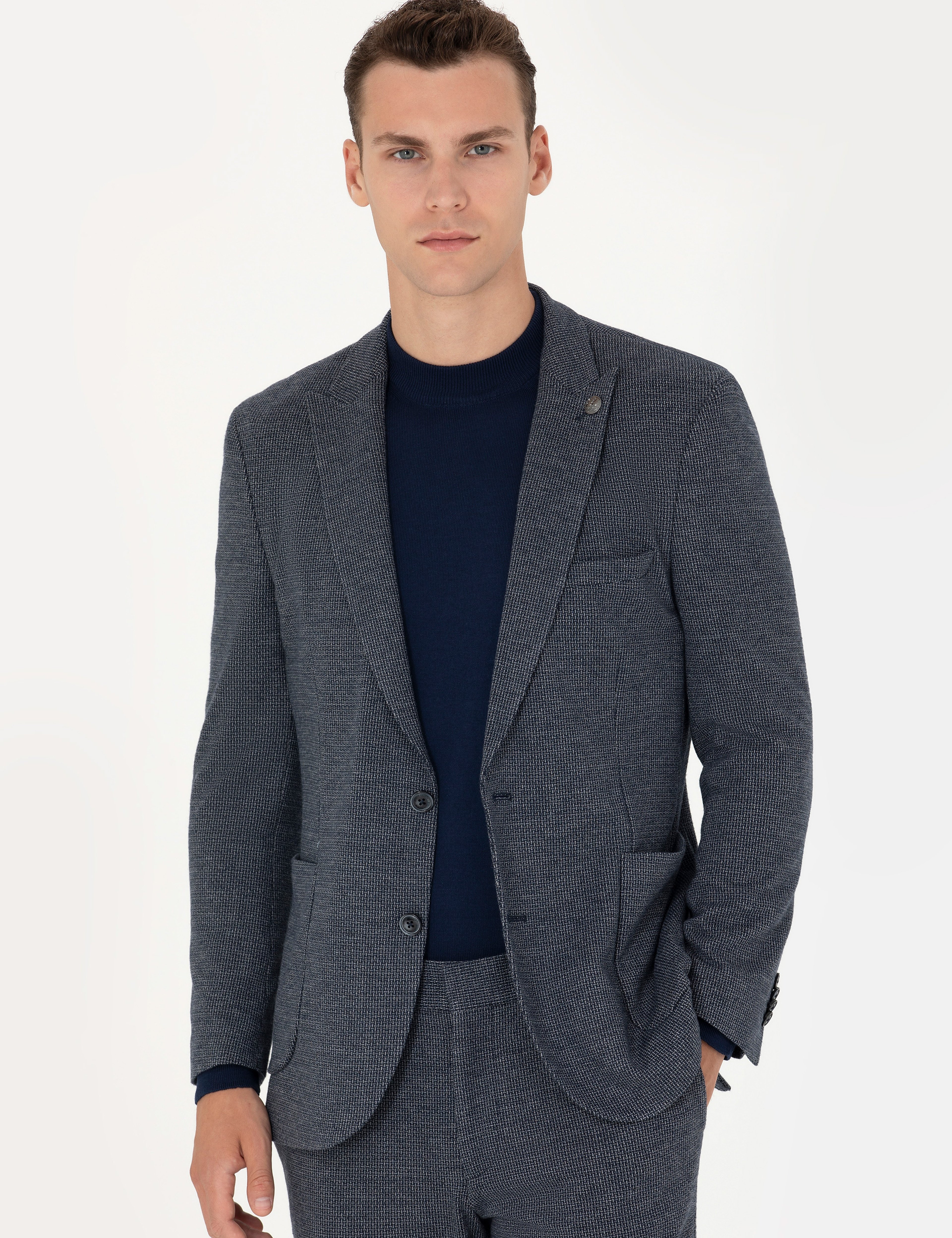 Lacivert Ekstra Slim Fit Spor Takım Elbise