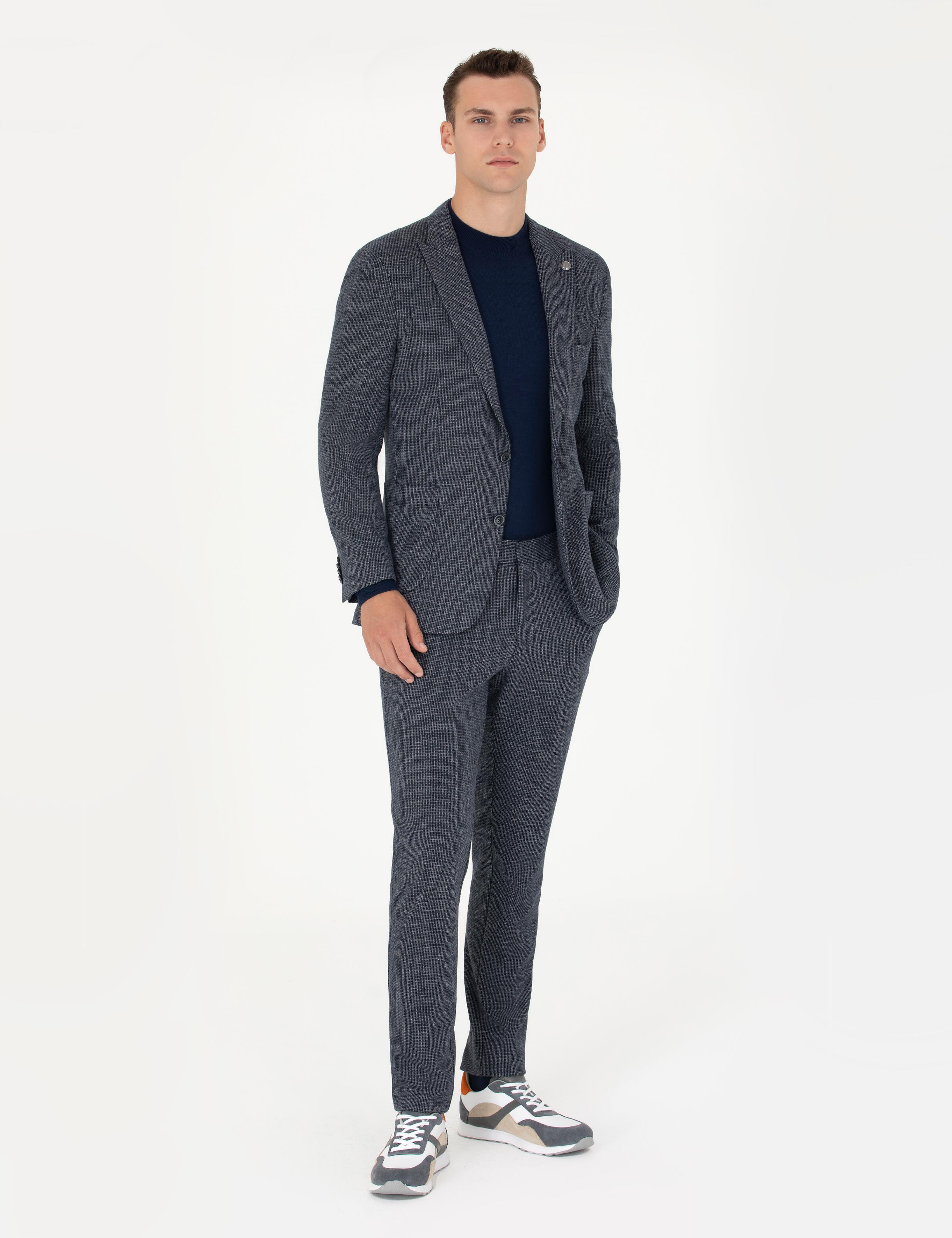 Lacivert Ekstra Slim Fit Spor Takım Elbise