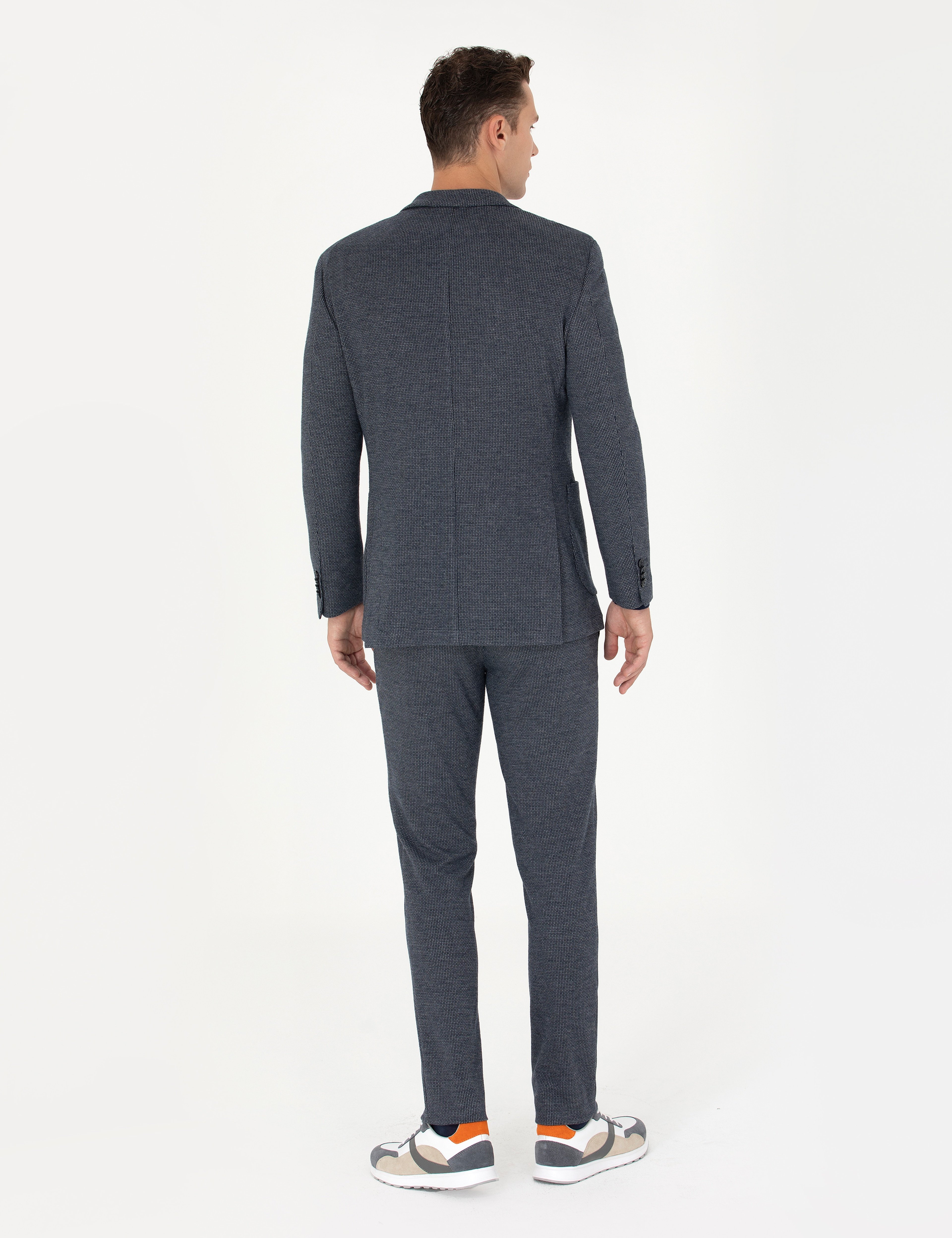 Lacivert Ekstra Slim Fit Spor Takım Elbise - Image 5