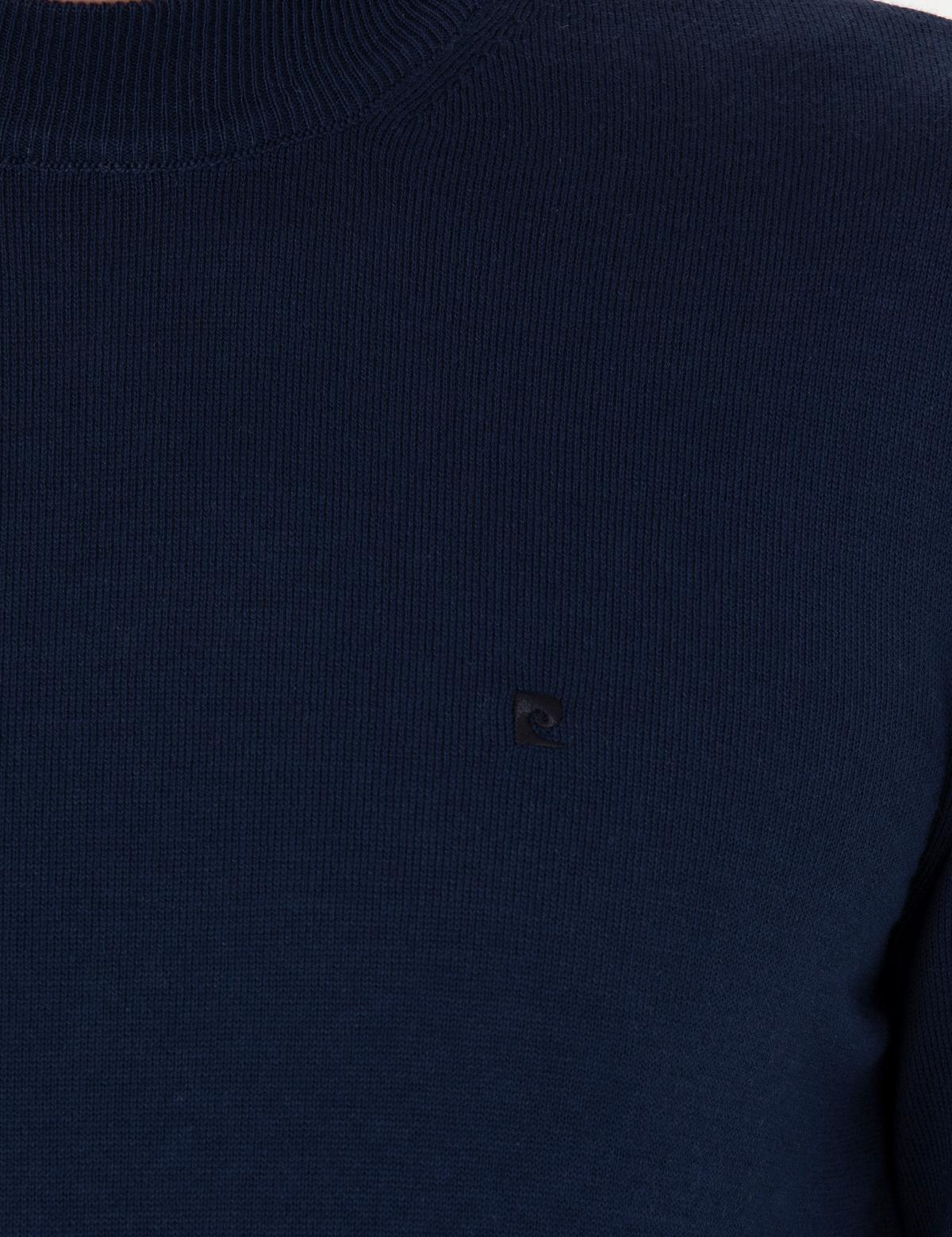 Açık Lacivert Slim Fit Çeyrek Yaka Basic Triko Kazak - 50276534013