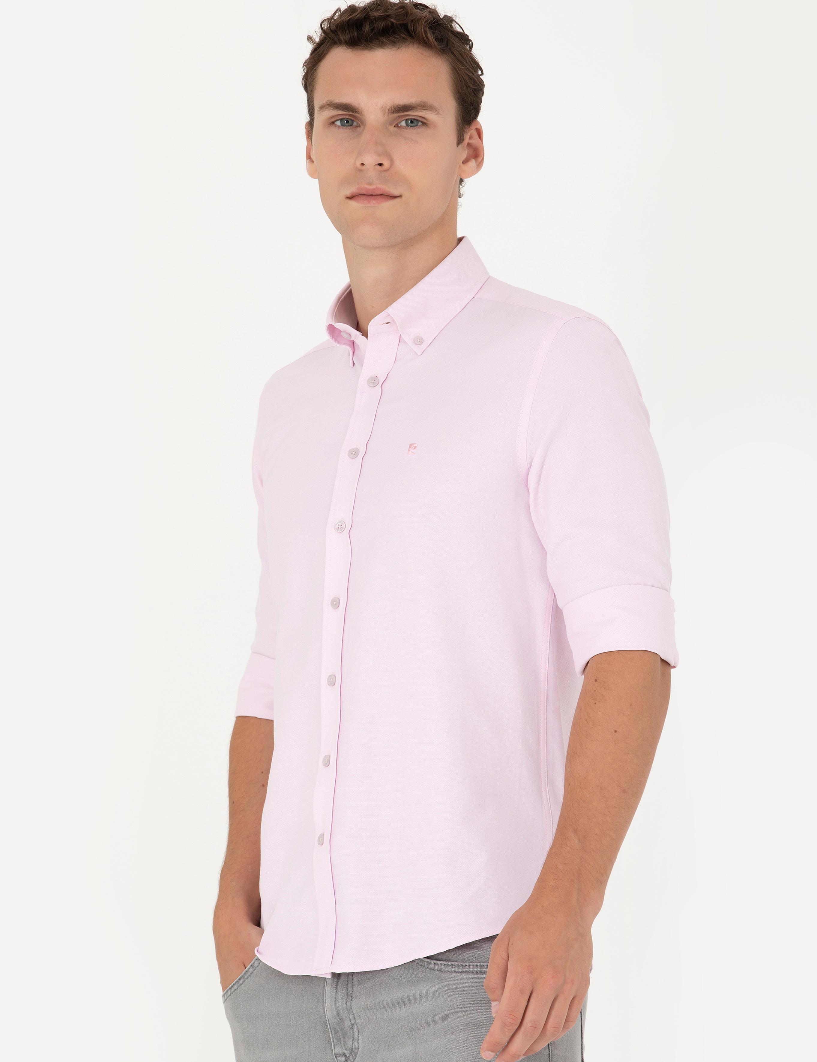 Pembe Slim Fit Uzun Kollu Gömlek