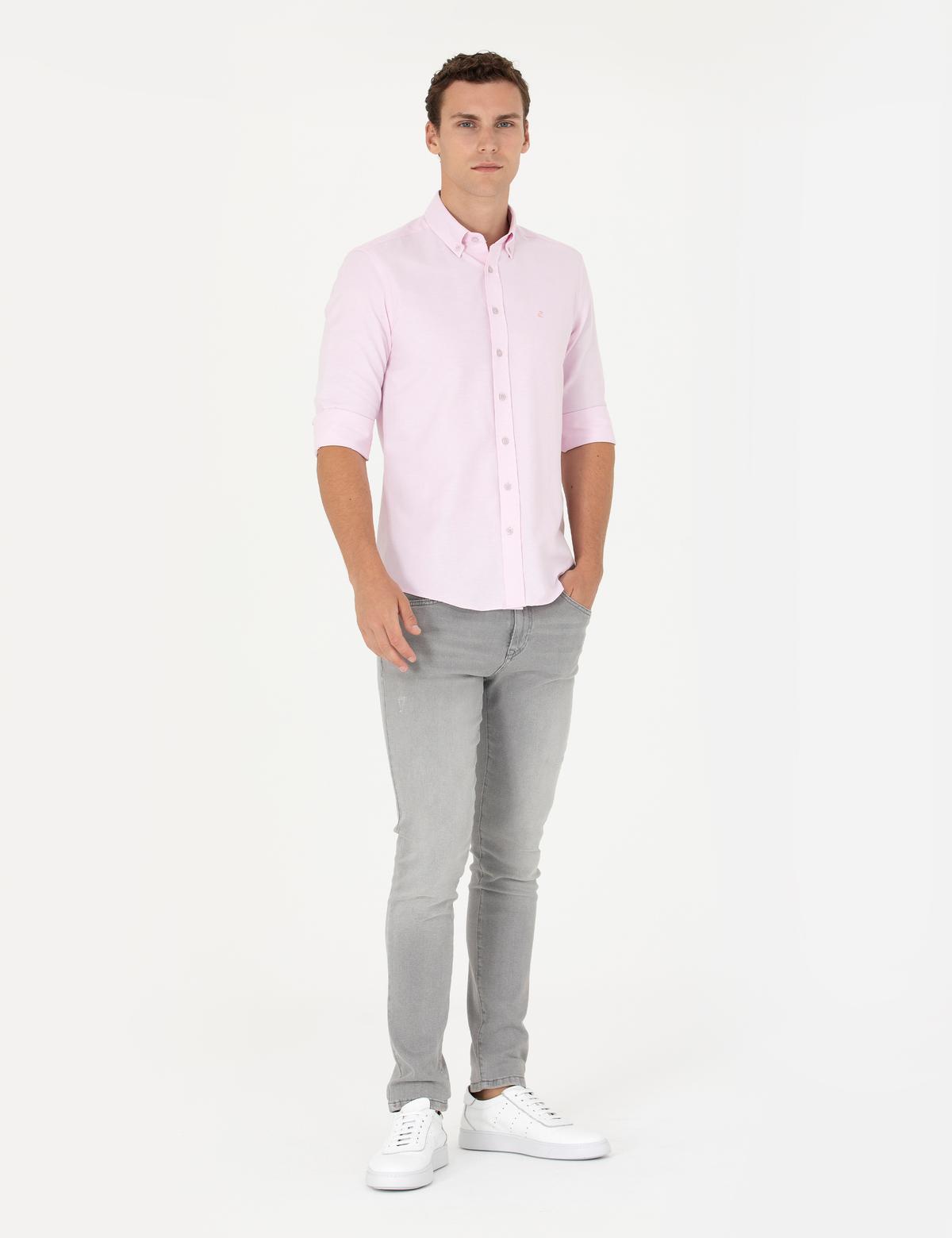 Pembe Slim Fit Uzun Kollu Gömlek - 50275815047