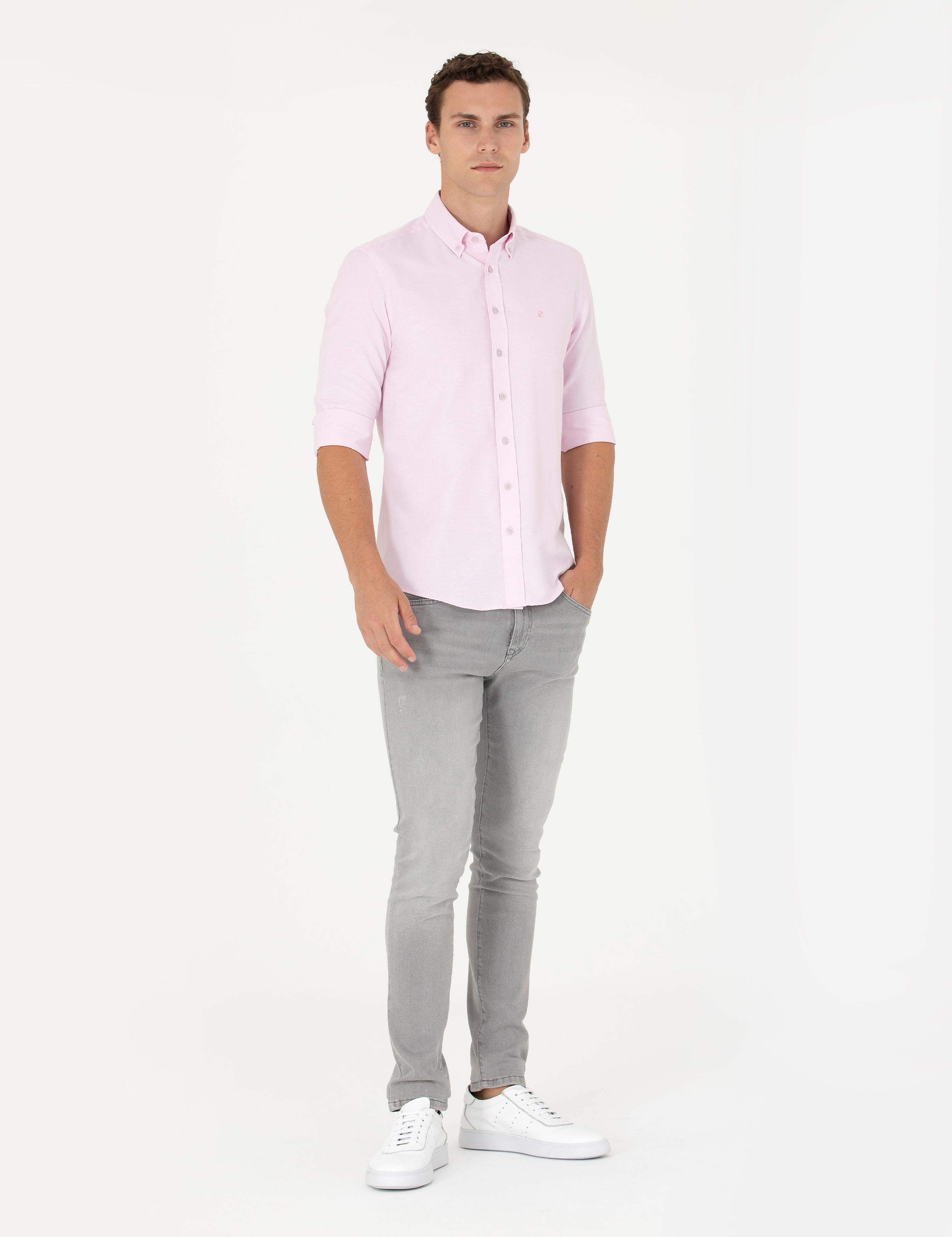 Pembe Slim Fit Uzun Kollu Gömlek