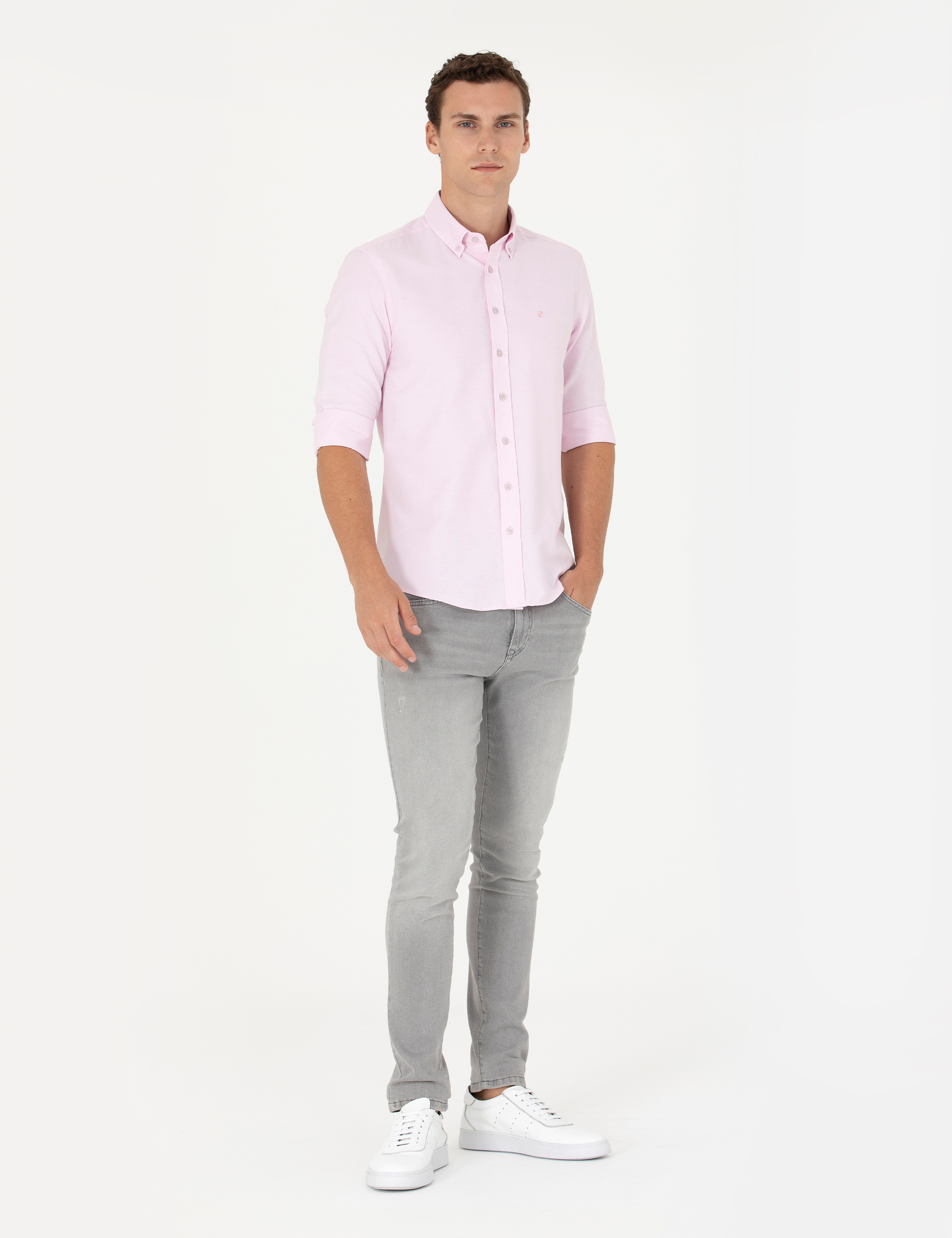 Pembe Slim Fit Uzun Kollu Gömlek
