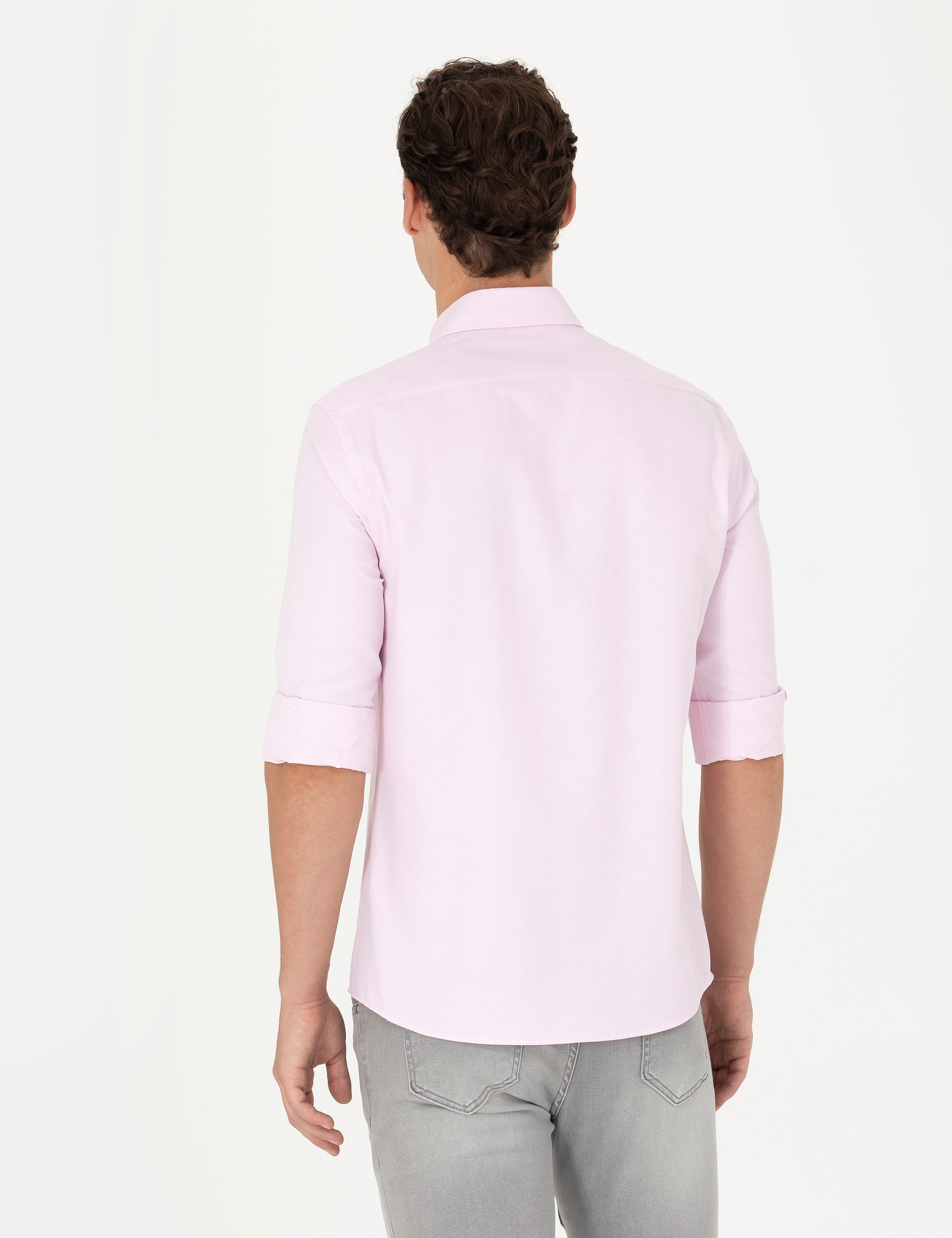Pembe Slim Fit Uzun Kollu Gömlek