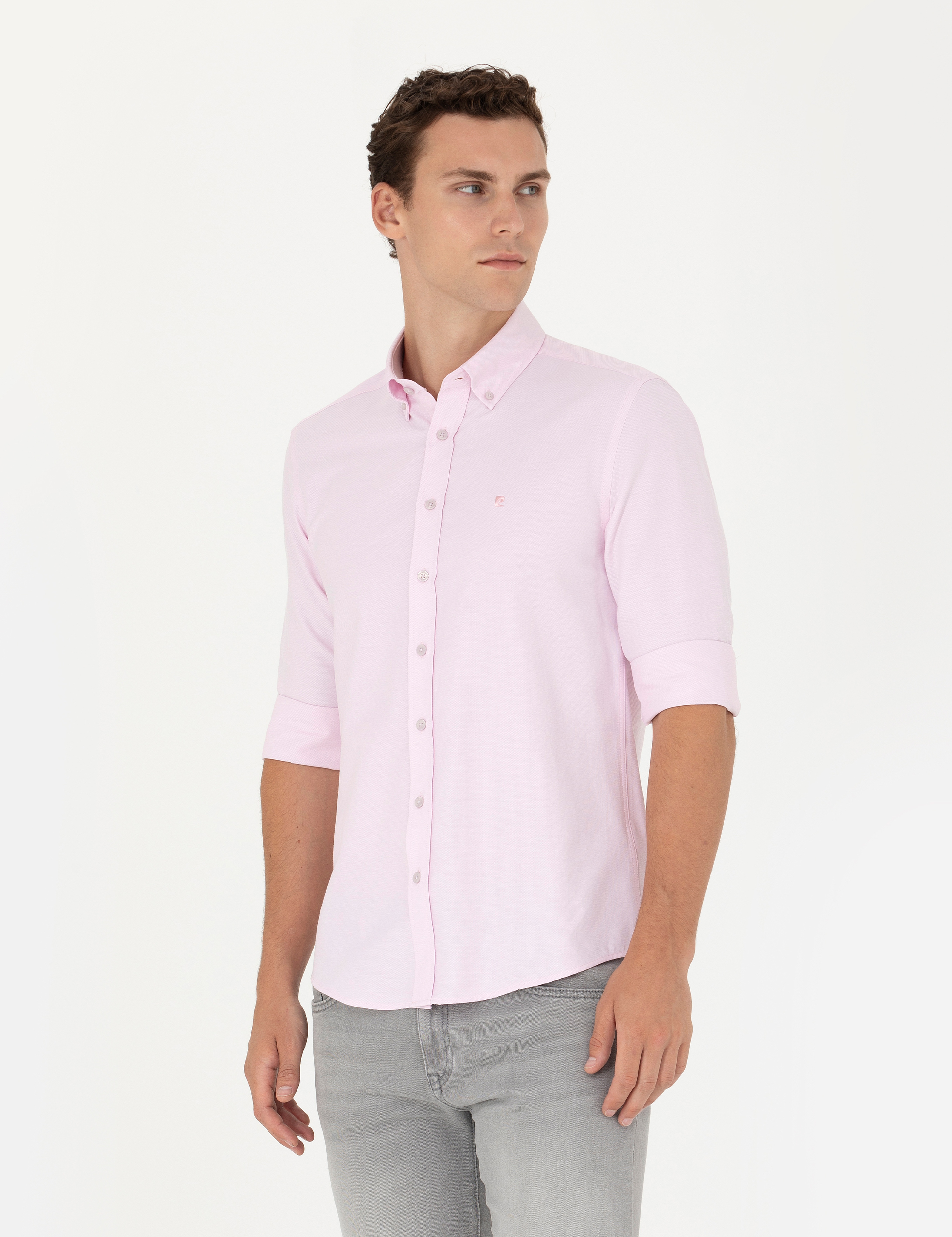 Pembe Slim Fit Uzun Kollu Gömlek - Image 1