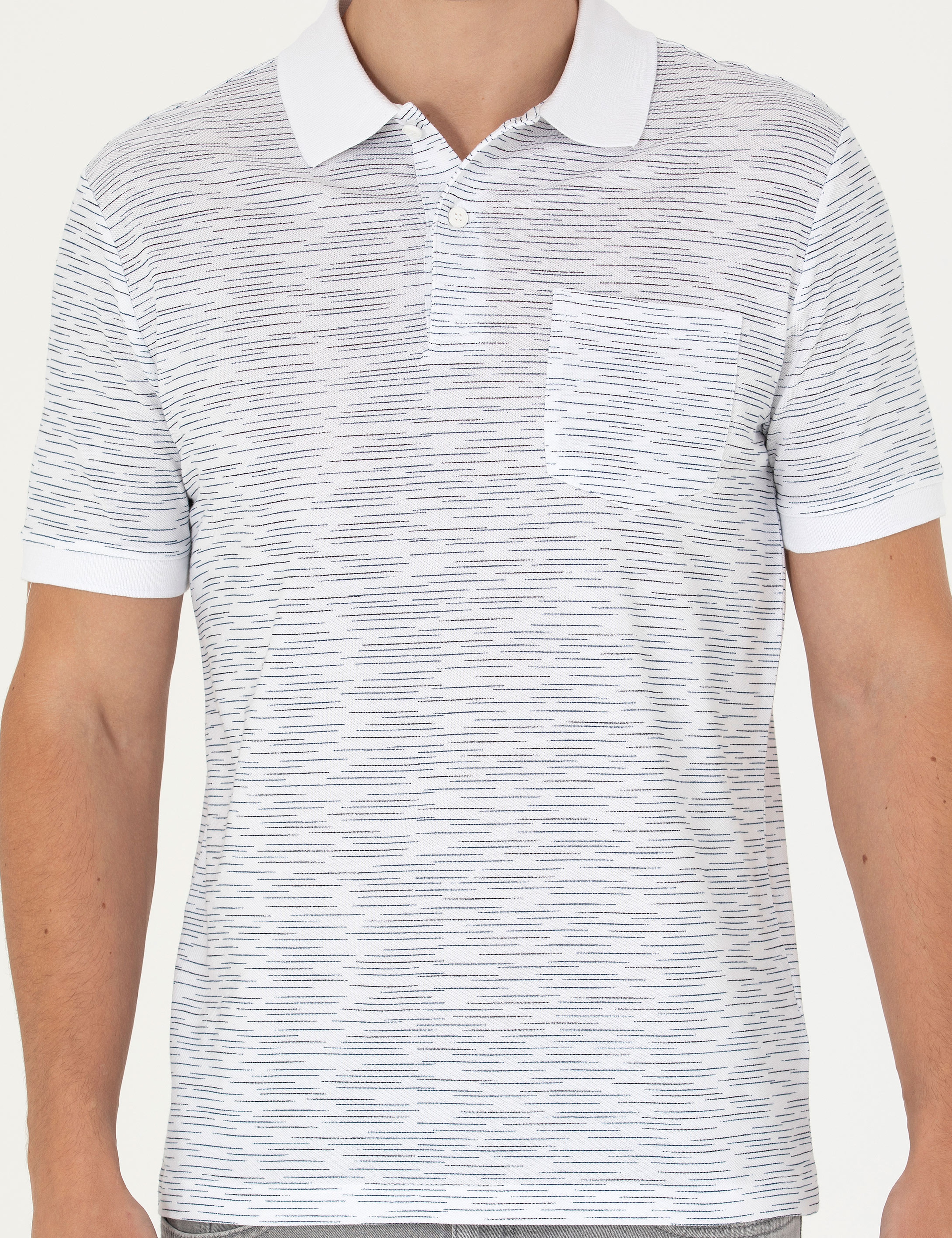 Beyaz Regular Fit Polo Yaka Tişört - Image 6